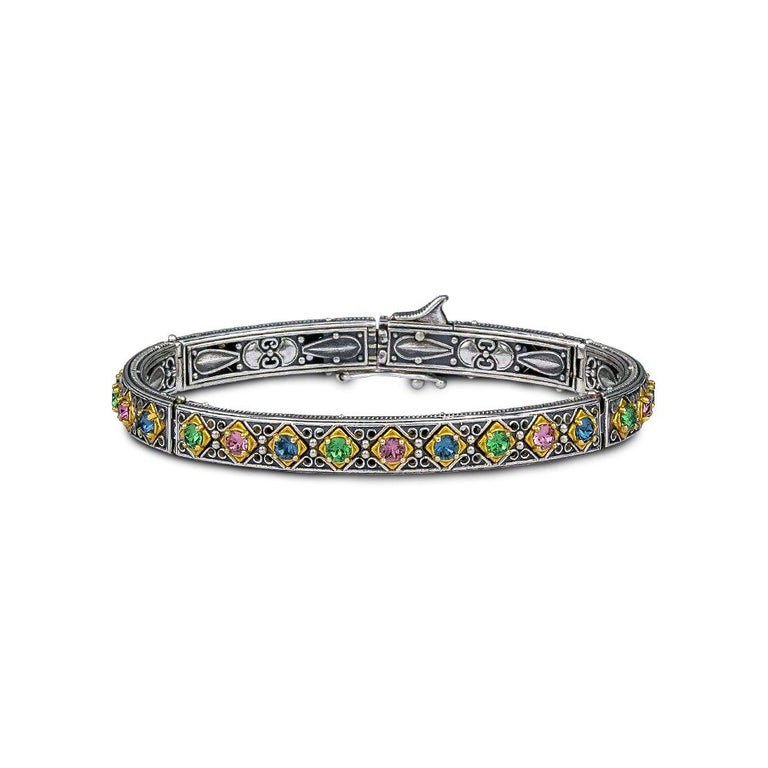 Bangle Bracelet with Multicolor Swarovski Crystals, Dimitrios Exclusive  B100 For Sale at 1stDibs | swarovski bangle chain, bangle chain swarovski, swarovski  bangle bracelets