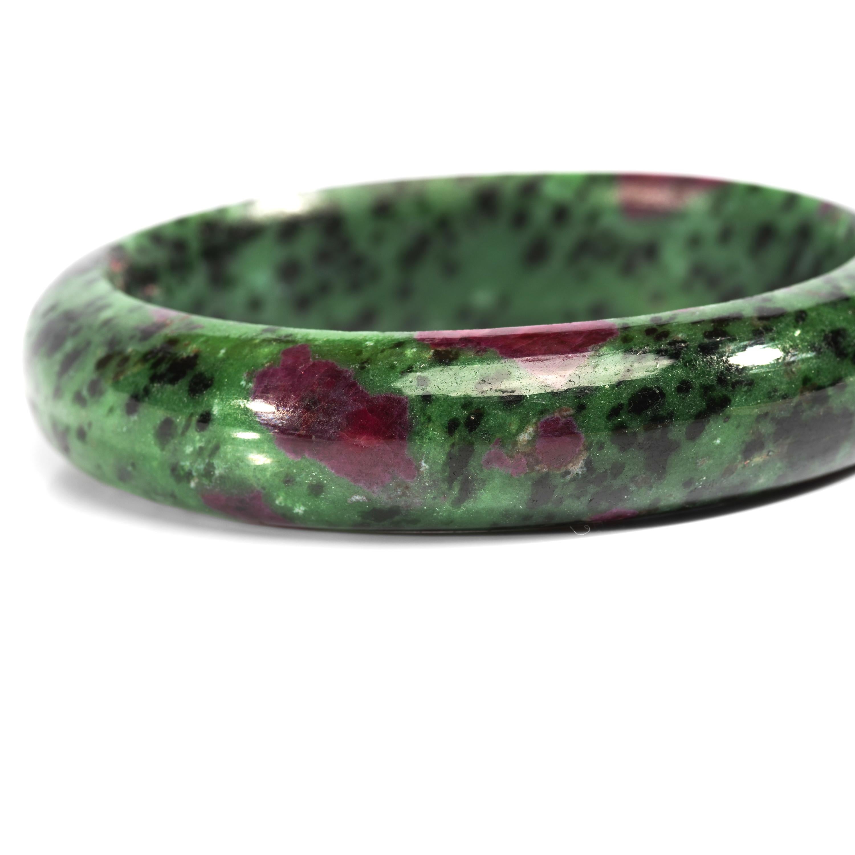 Modern Bangle Carved Ruby in Zoisite Inner Diameter For Sale