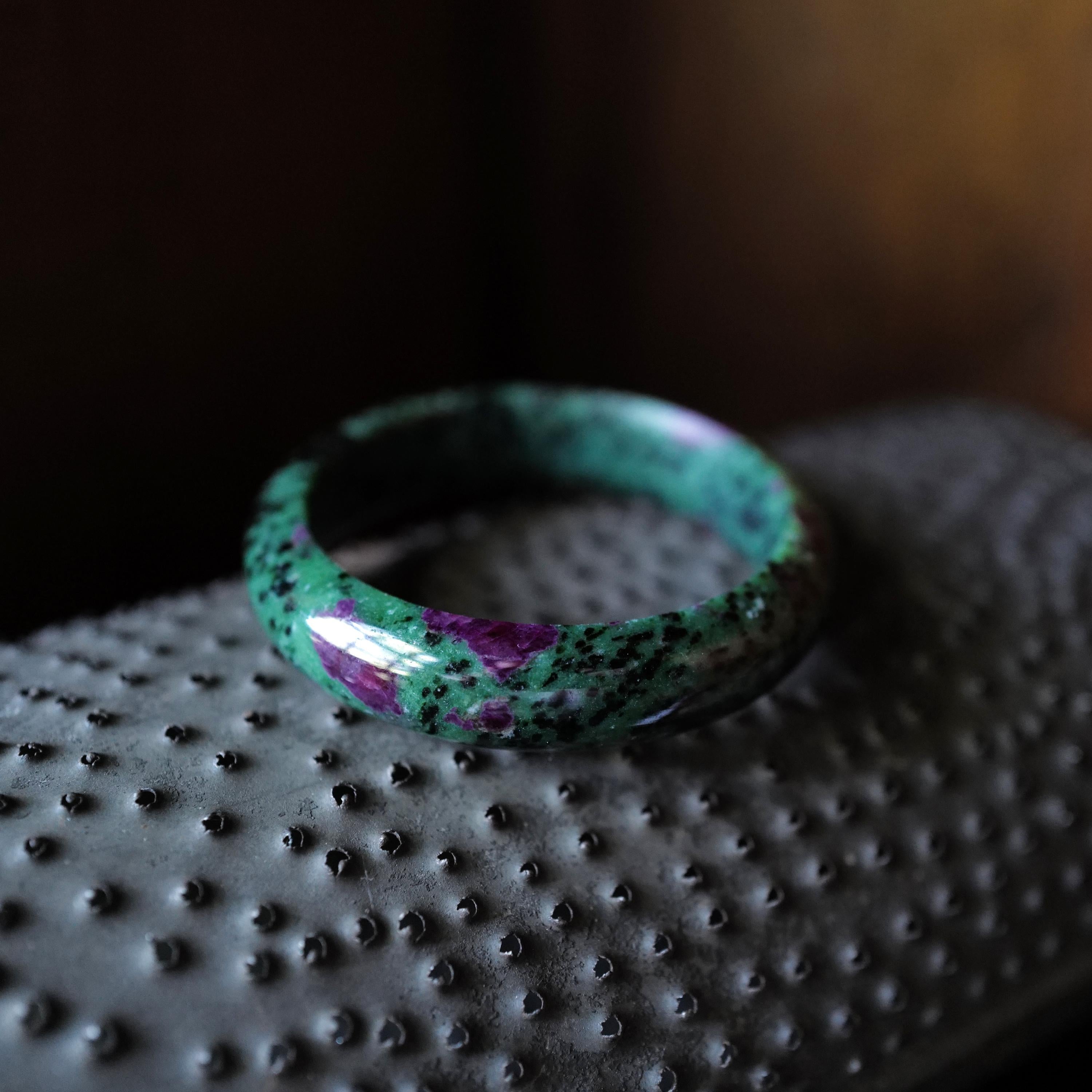 Uncut Bangle Carved Ruby in Zoisite Inner Diameter For Sale