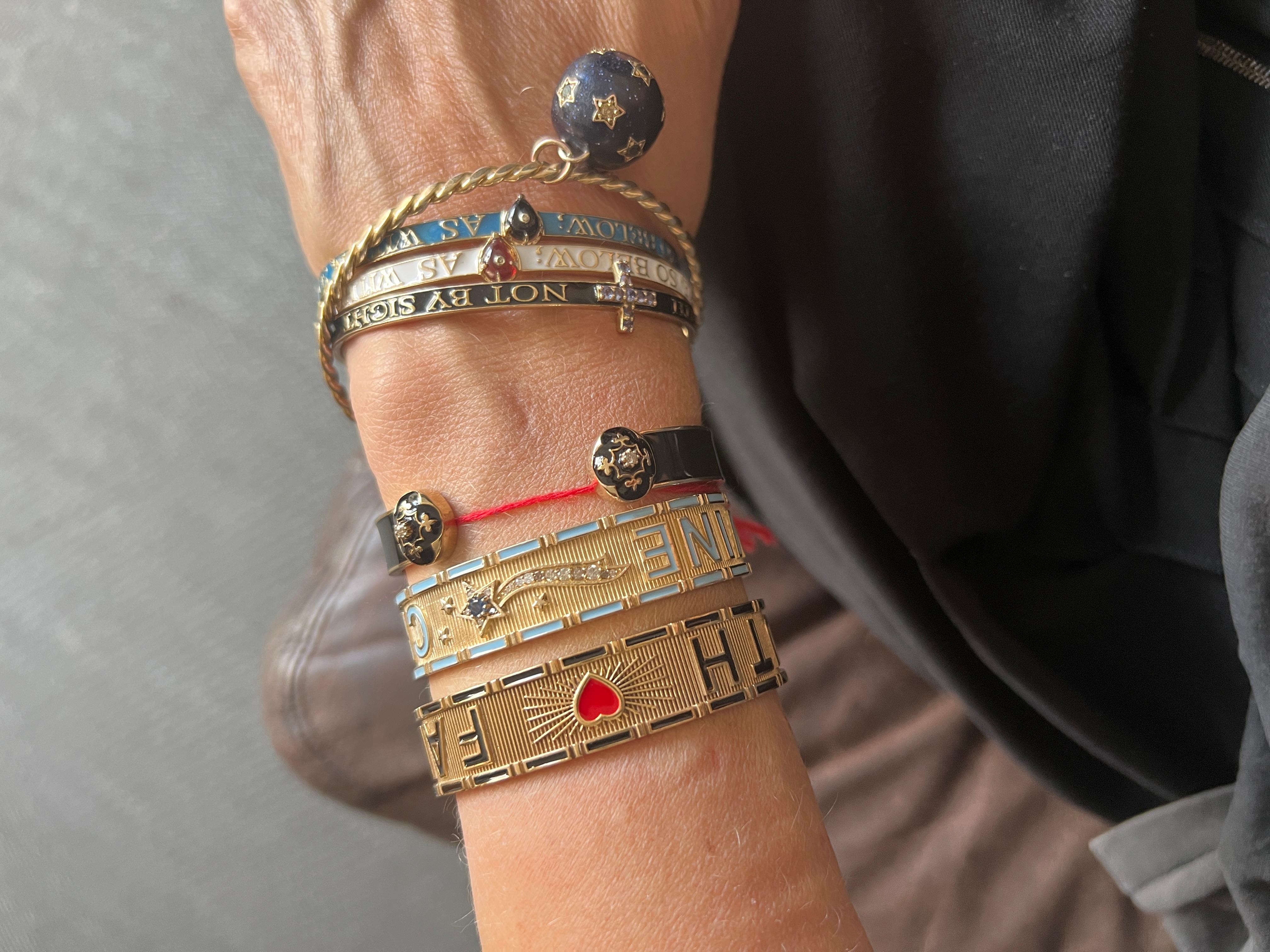 Single Cut Heart Red Enamel Cuff Bracelet Truth Faith For Sale