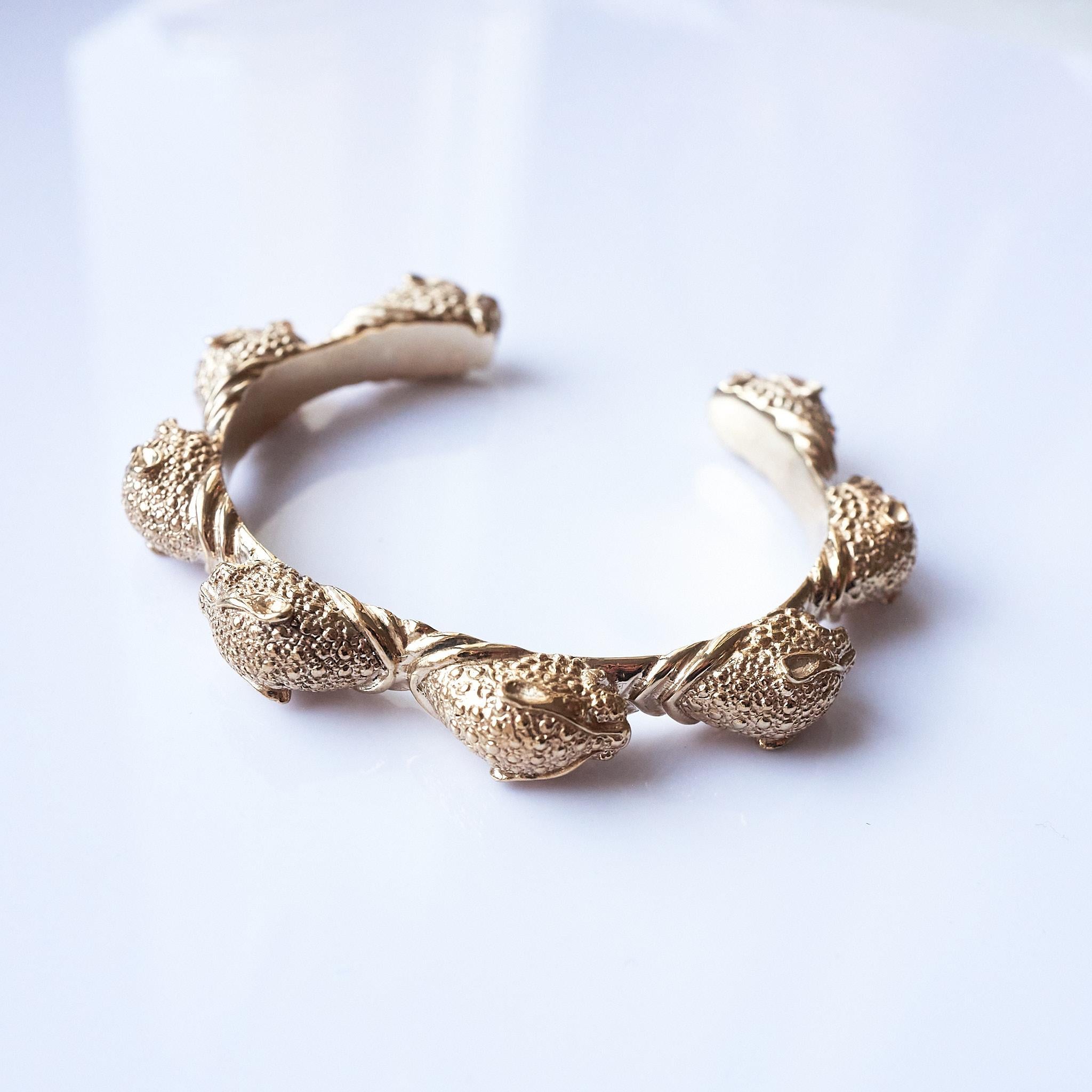 Bracelet manchette Rubis Jaguar Bijoux animaux Bronze J Dauphin Pour femmes en vente