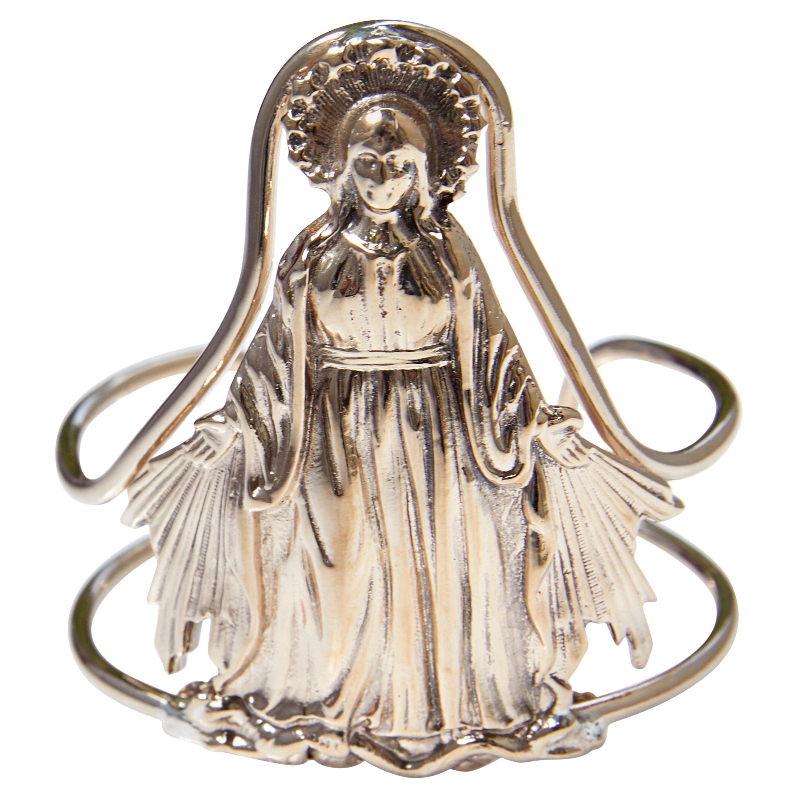 Bangle Cuff Bracelet Virgin Mary SpiritualReligious Bronze J Dauphin For Sale