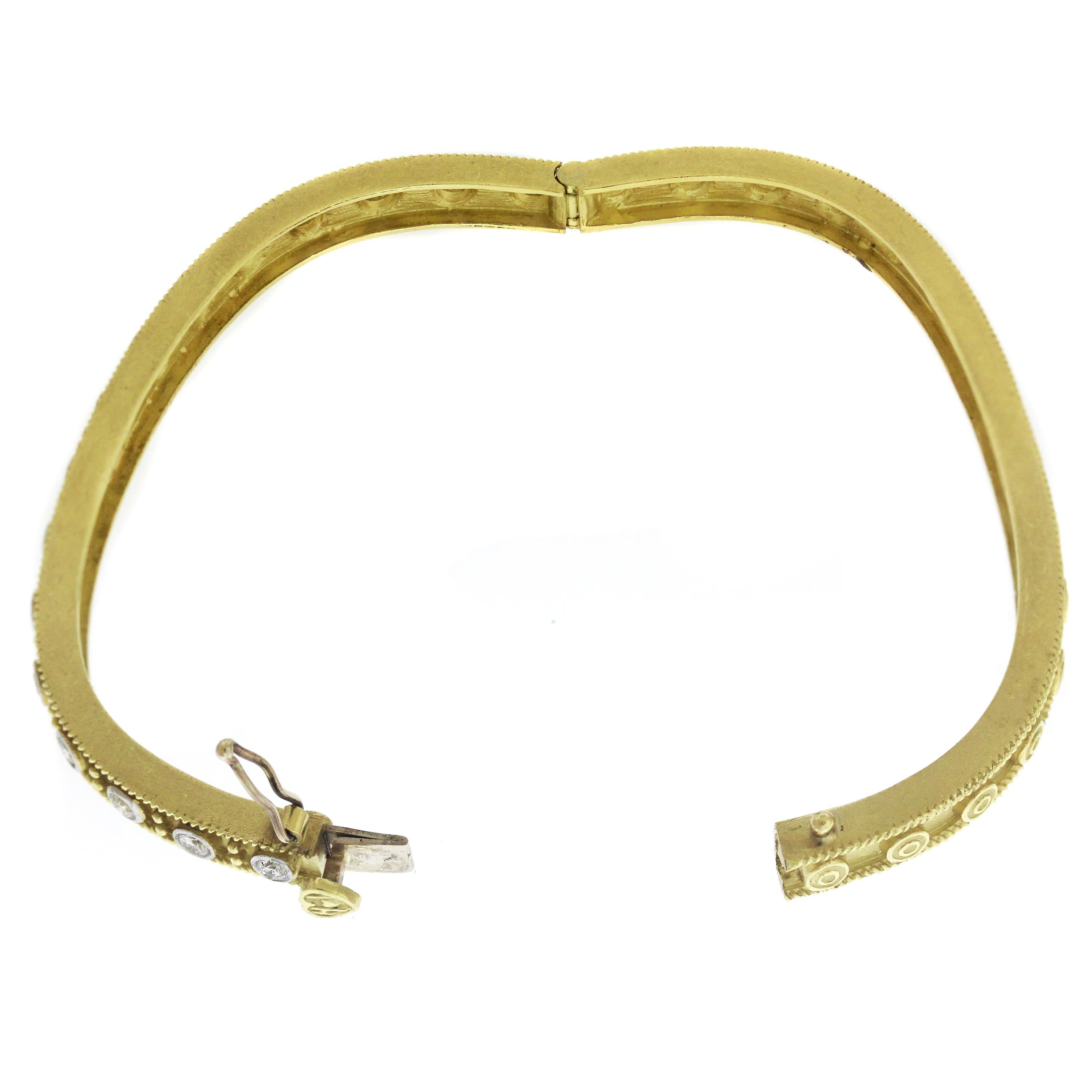 Bangle Cuff Bracelet with Diamonds in Yellow Gold Stambolian 1