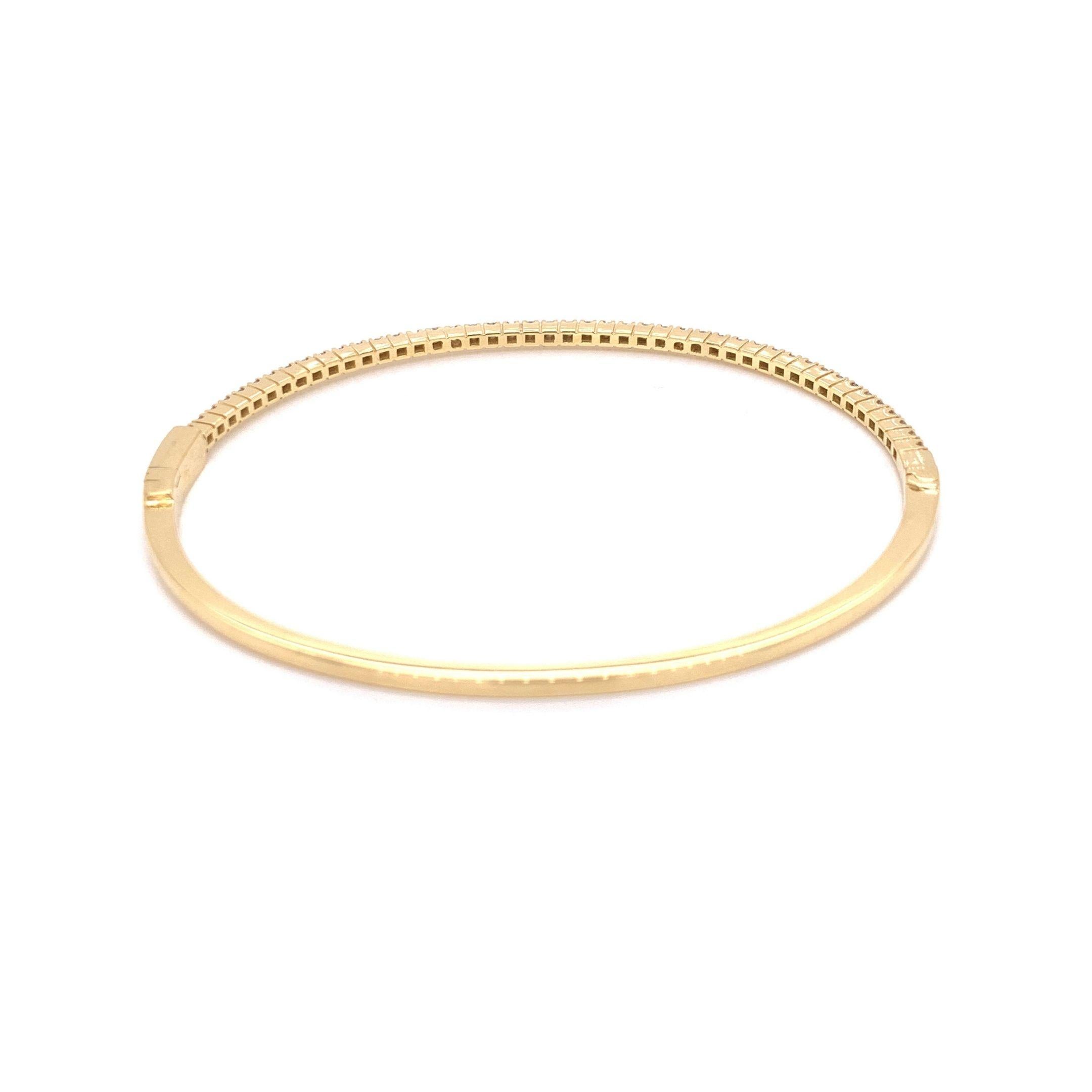 Bangle Diamond Half Tennis bracelet made with real/natural brilliant cut diamonds. Diamond Weight: 0.59 carats, Diamond Quantity: 45 (round diamonds), Color: G-H, Clarity: VS. Mounted on 18 karat yellow gold.