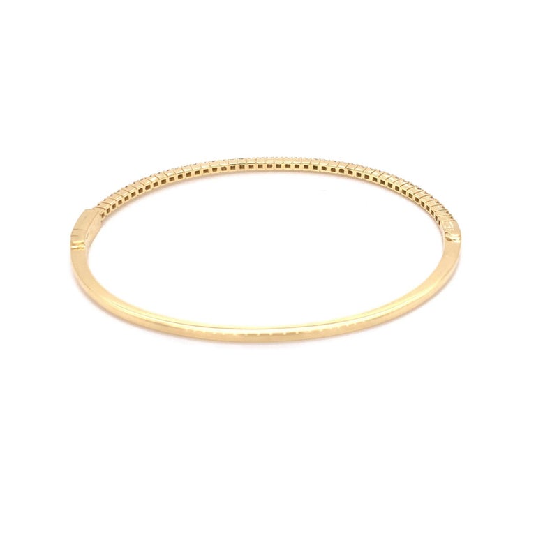Bangle Diamond Tennis Bracelet Yellow Gold For Sale at 1stDibs