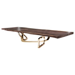 Bangle Dining Table:  Bespoke Dining Table Seamed Walnut and Stainless Steel