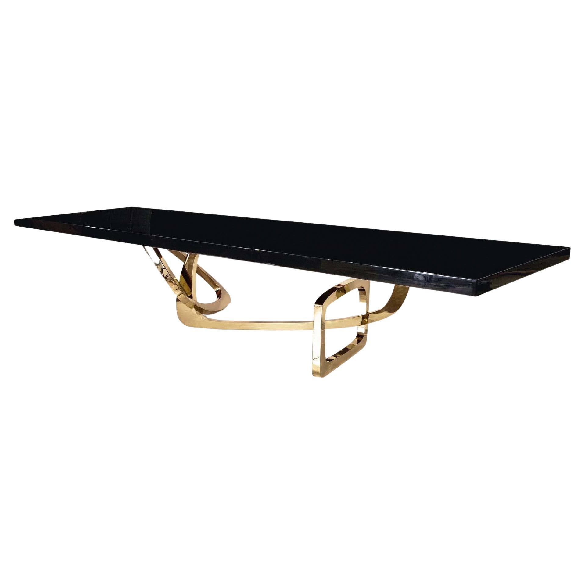 Bangle Dining Table: Bespoke Dining Table with Black Lacquer Top  For Sale