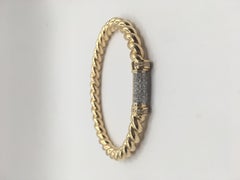 Bangle in 18 Karat Yellow Gold with White Diamonds - Rope Collection