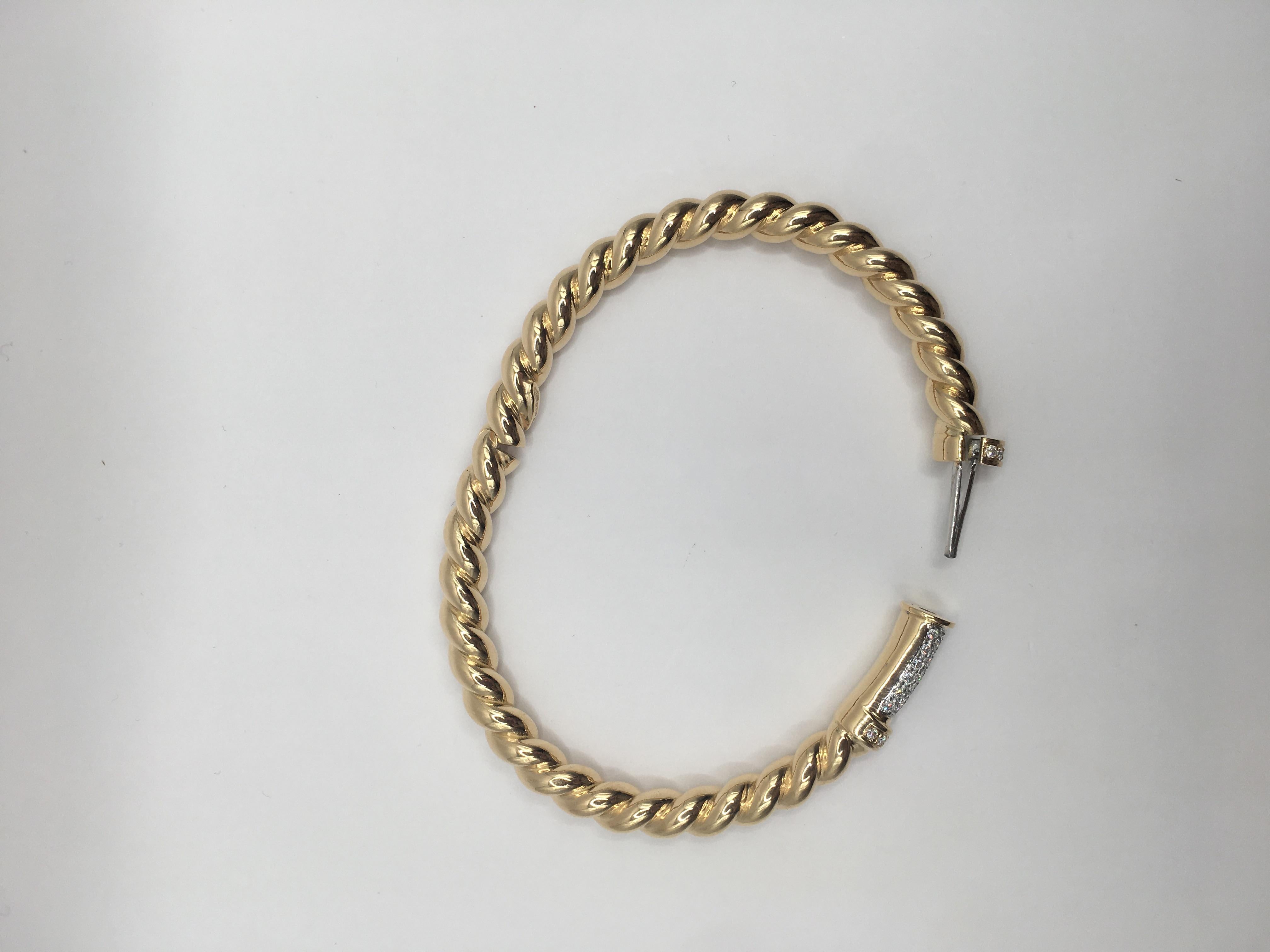 Seil-Armreif aus 18 Karat Gelbgold mit weißenen Diamanten im Angebot 1