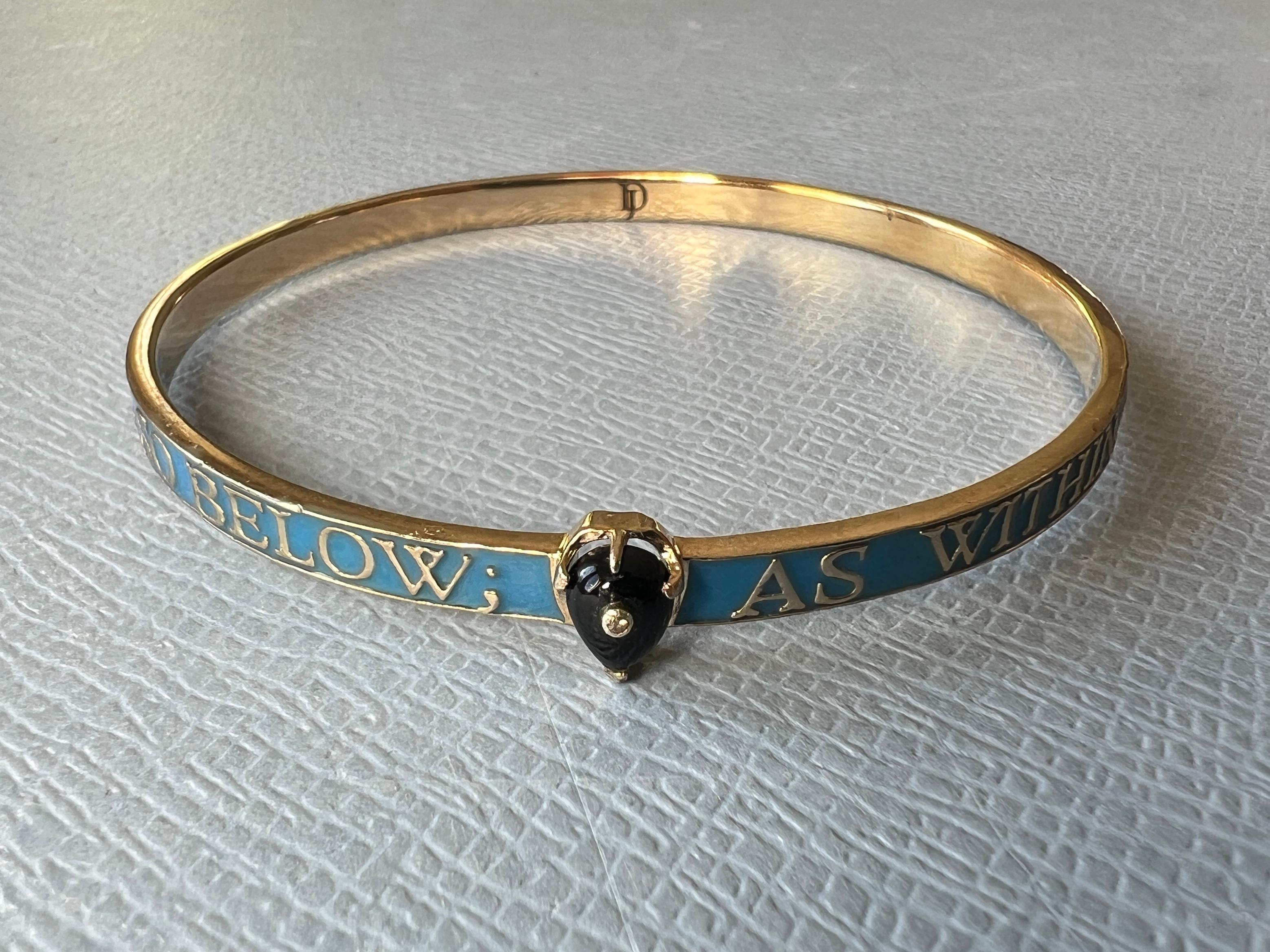 Bangle Gold Blue Enamel In New Condition For Sale In Los Angeles, CA