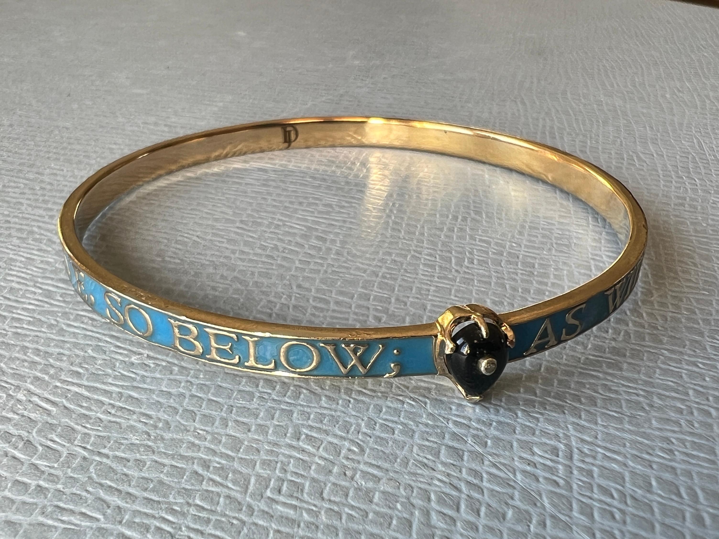 Women's Bangle Gold Blue Enamel For Sale