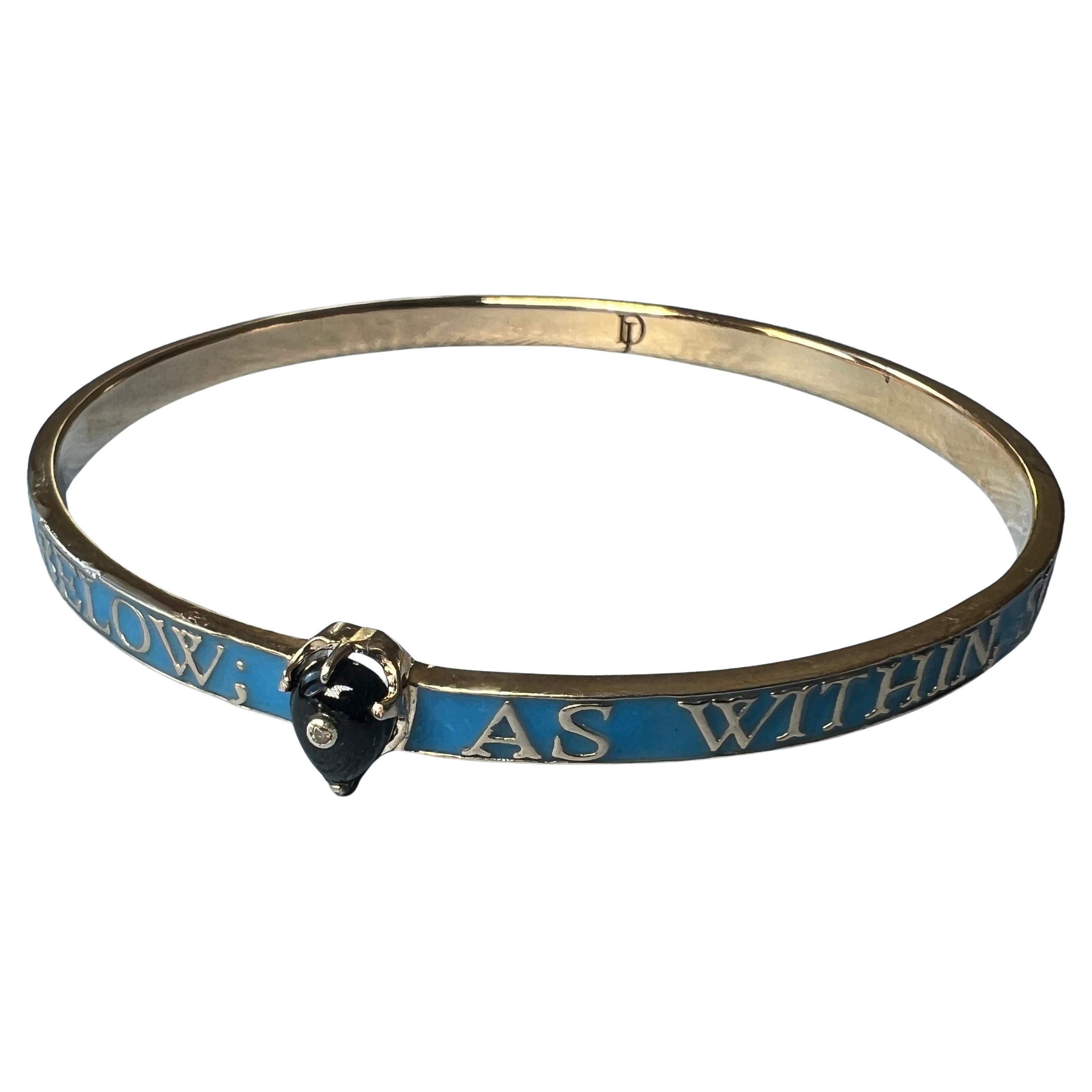 Onyx Diamond Bangle Heart Blue Enamel