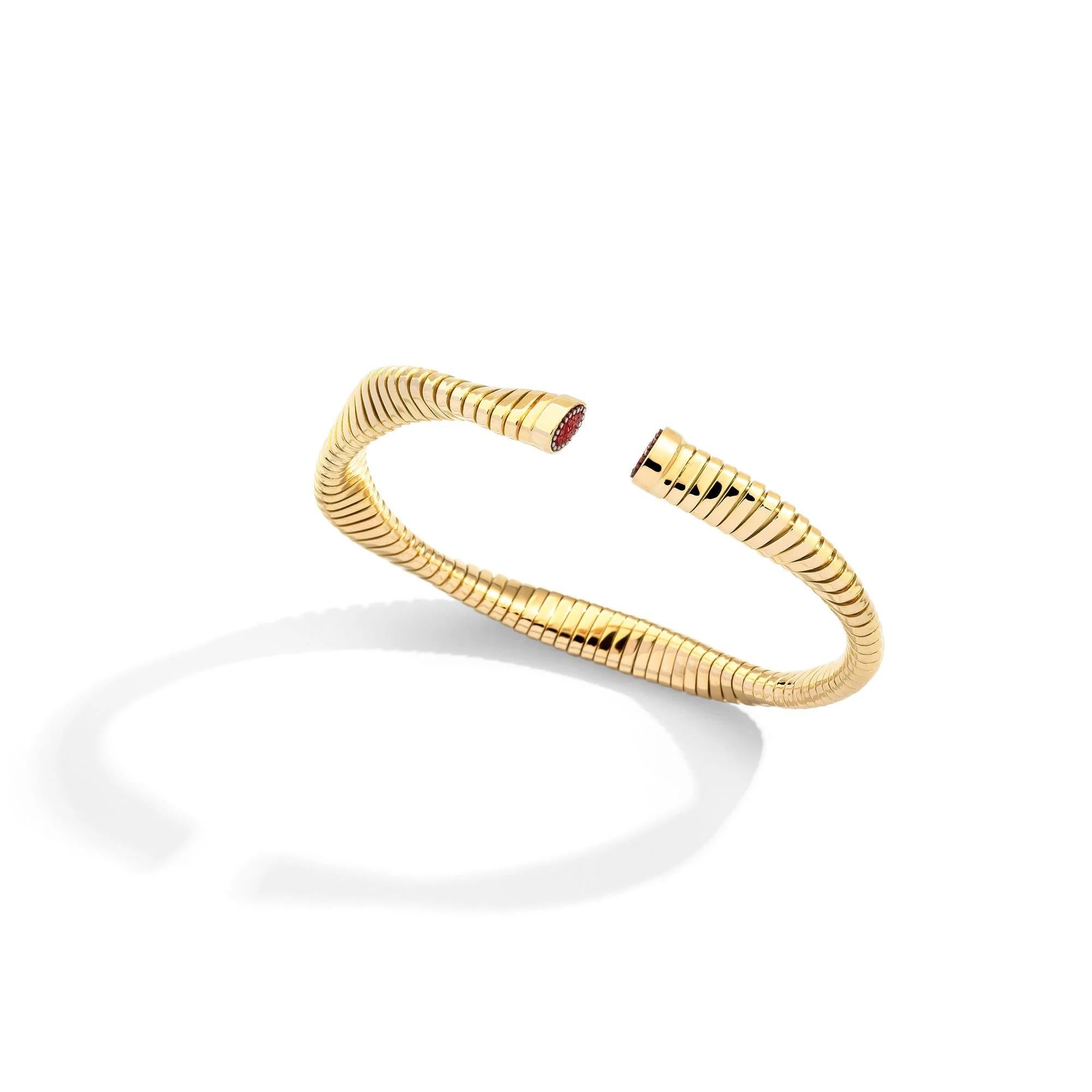 Moderno Bangle in oro rosa con micromosaico decorato a mano in vendita