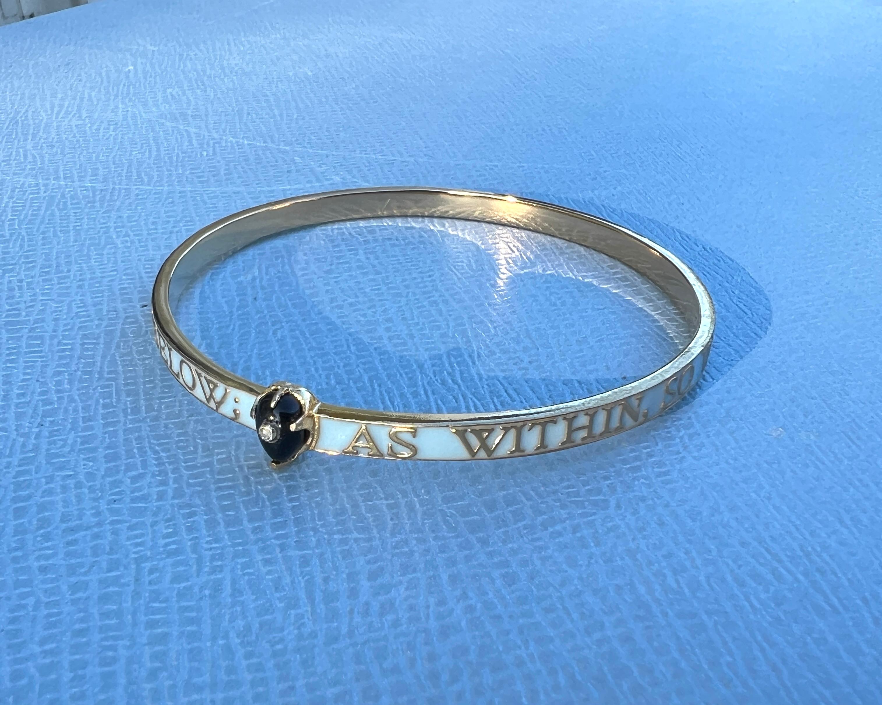 Bangle Smalto azzurro Diamante Onice in vendita 6