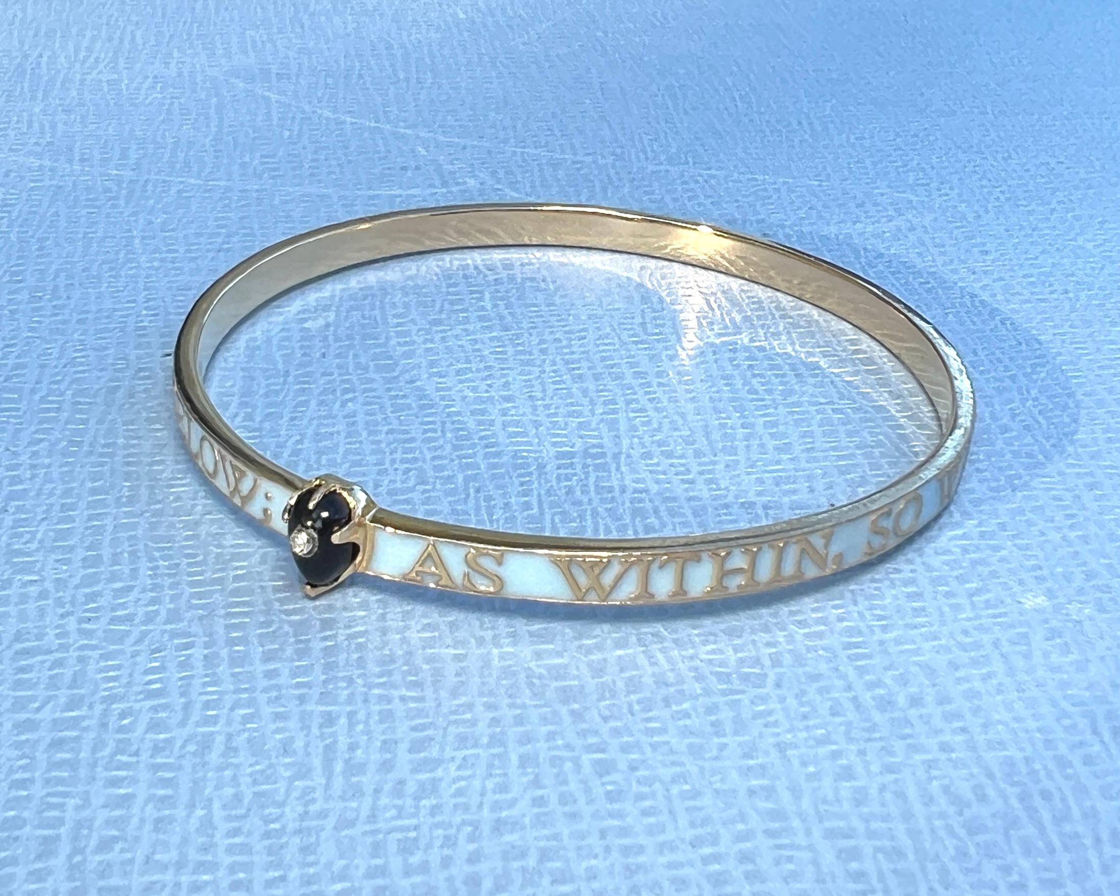 Vittoriano Bangle Smalto azzurro Diamante Onice in vendita