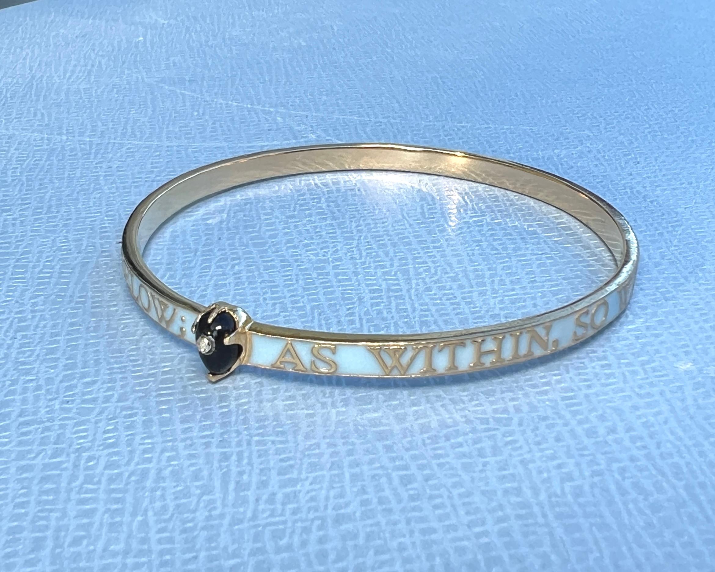 Taglio brillante Bangle Smalto azzurro Diamante Onice in vendita