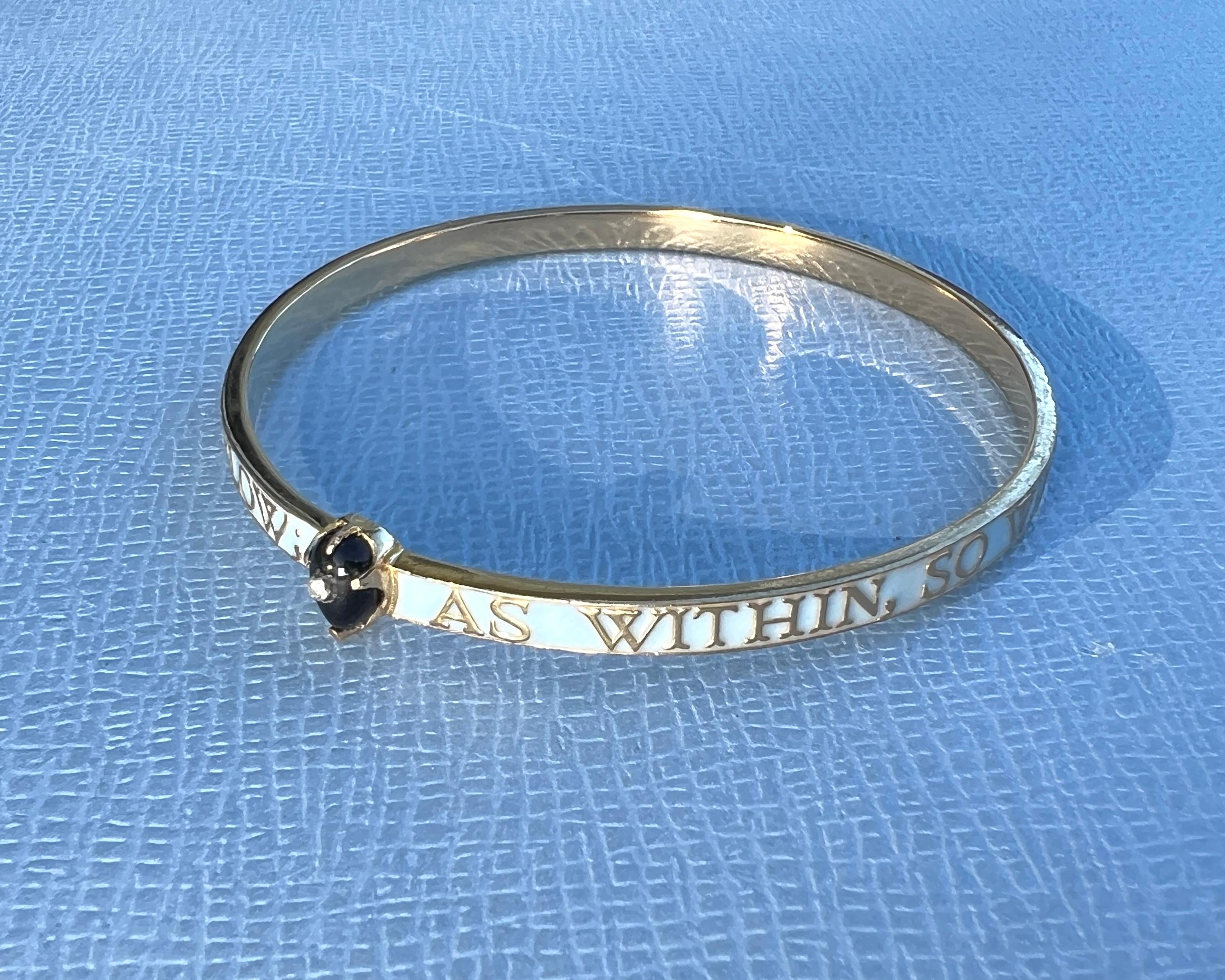 Bangle Smalto azzurro Diamante Onice in vendita 2
