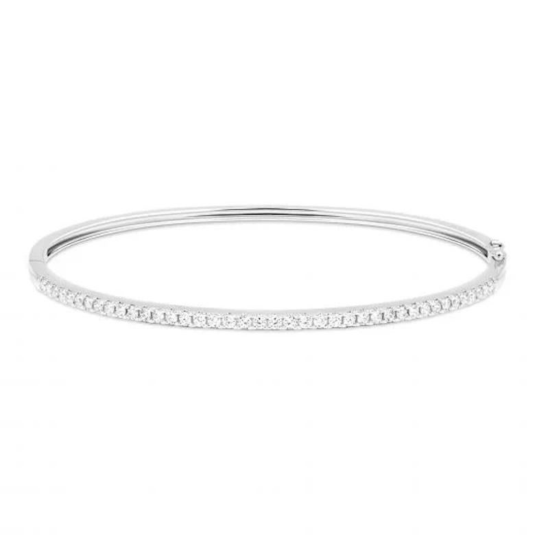 Brazalete Moderno de Diamantes Oro Blanco 14K para Ella Corte redondo en venta