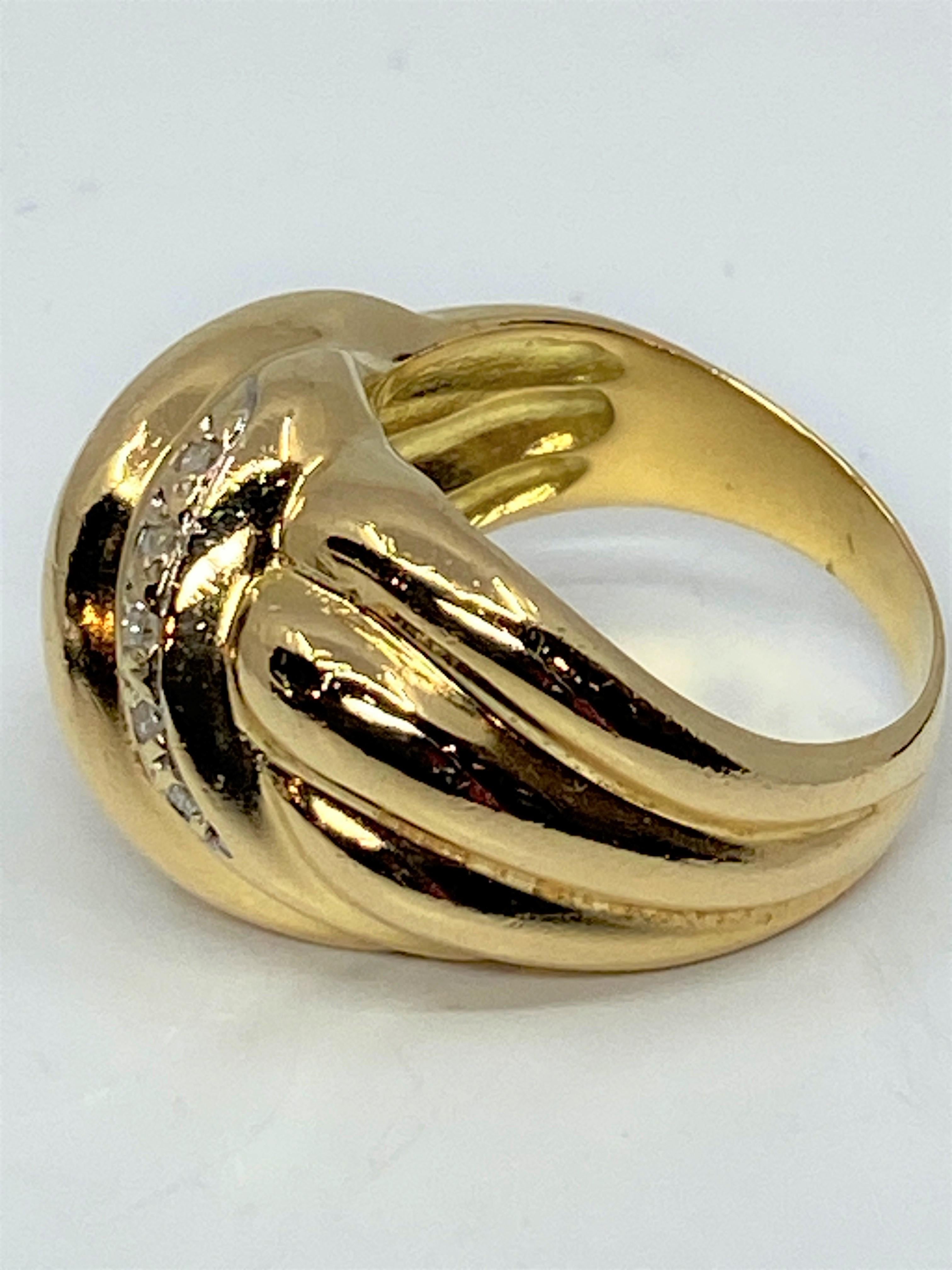 Modern Bangle Ring in 18 Carat Gold, Model Gadroons Set with 10 Diamonds For Sale