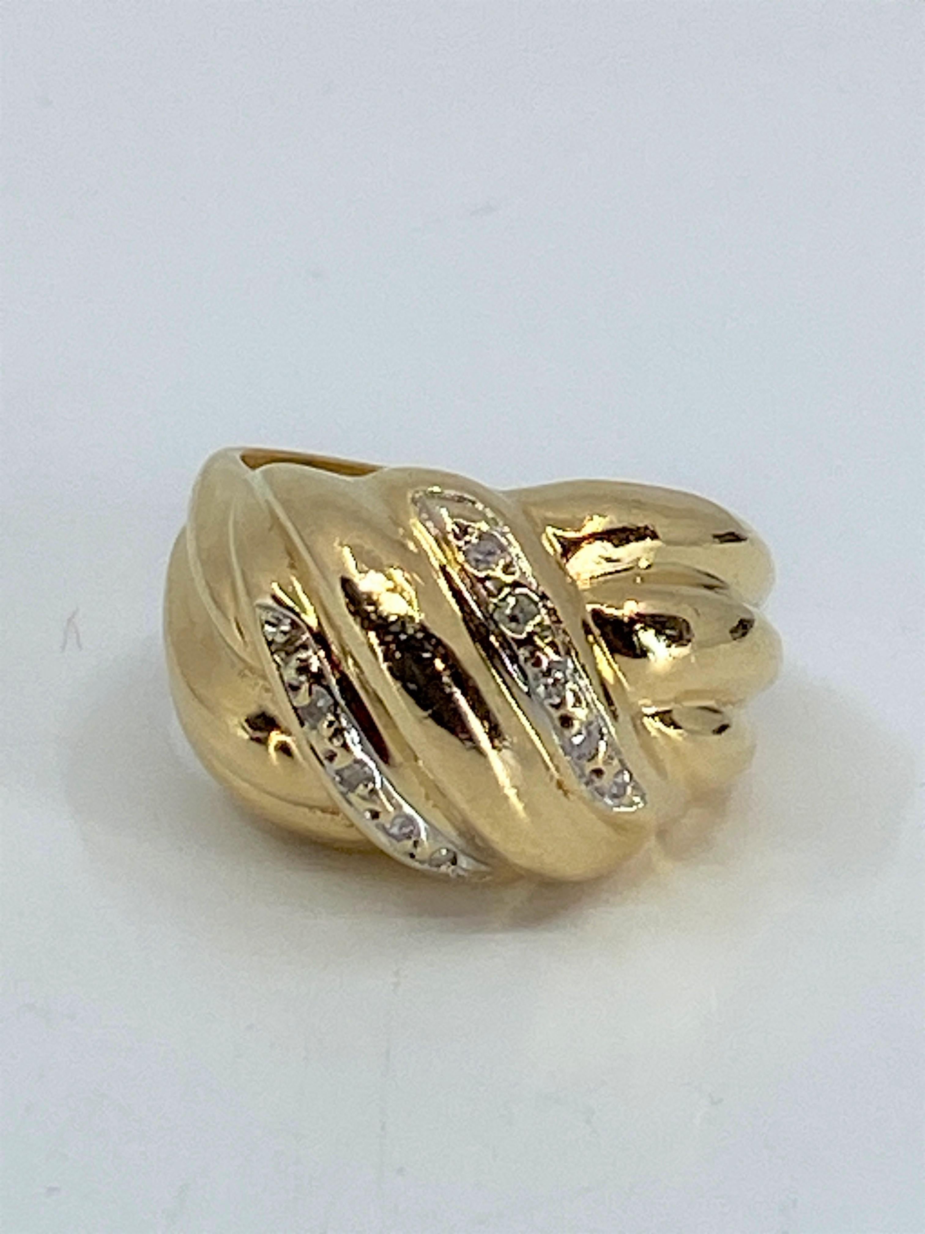 Women's or Men's Bangle Ring in 18 Carat Gold, Model Gadroons Set with 10 Diamonds For Sale