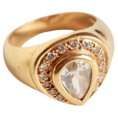 Vintage Bangle Ring with a Pear Diamond in the Center
