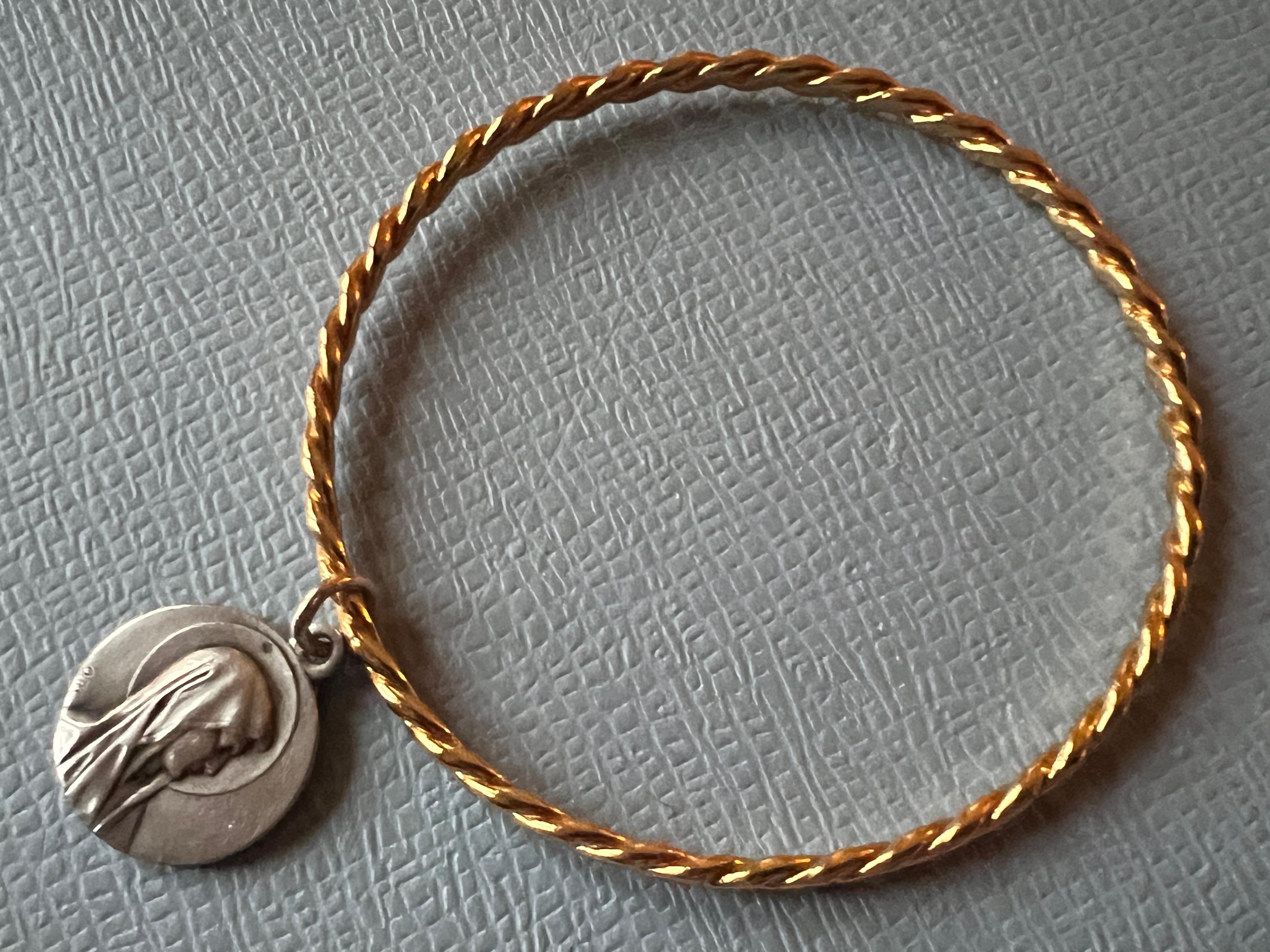 Bangle Virgin Mary Medal Silver Charm Bracelet 1