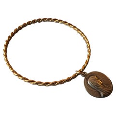 Bangle Virgin Mary Medal Silver Charm Bracelet