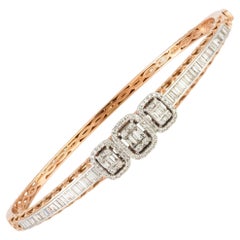 Bangle White Pink Gold 18K Bracelet Diamond For Her