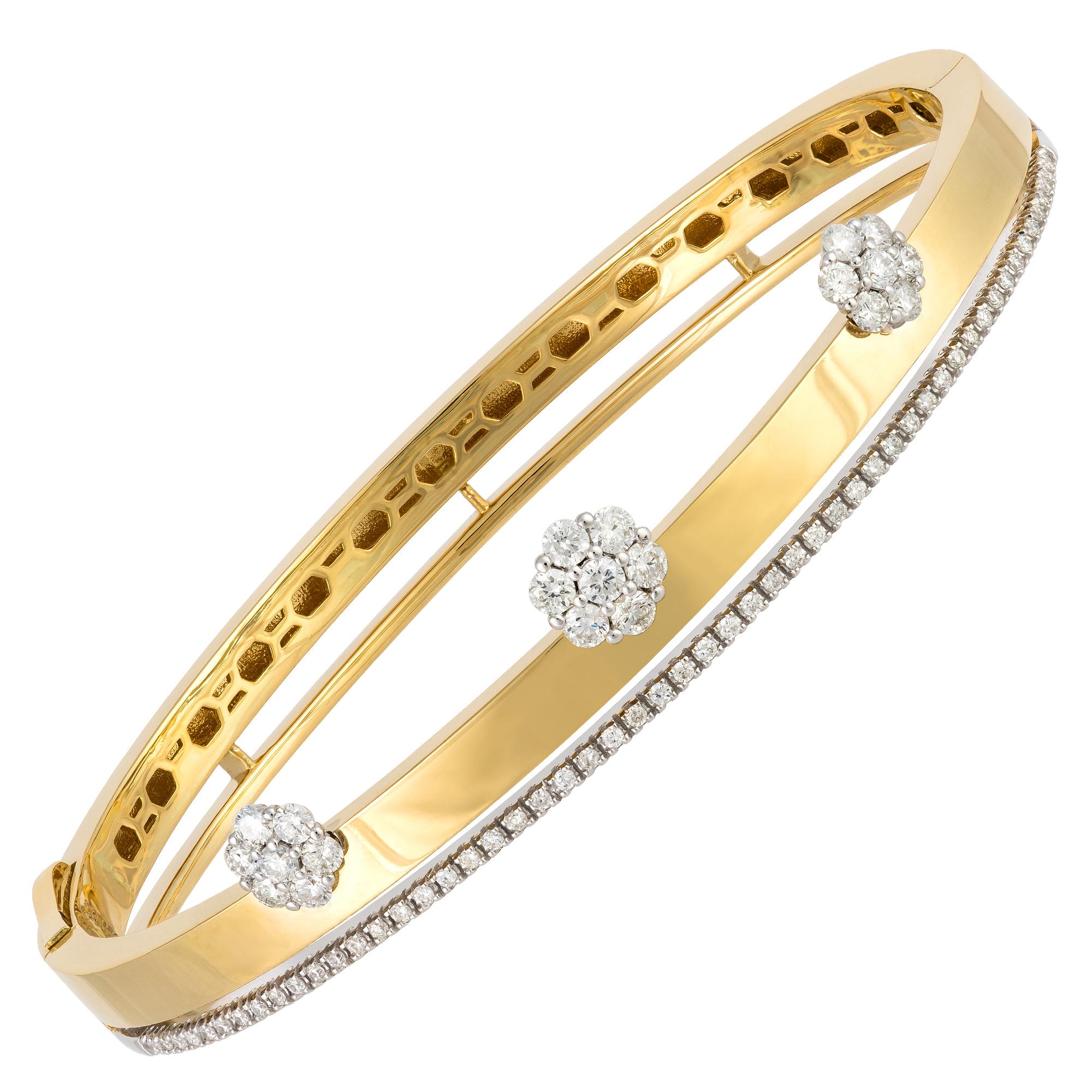 Moderne Bracelet Or Jaune Blanc 18K Diamant pour Elle en vente