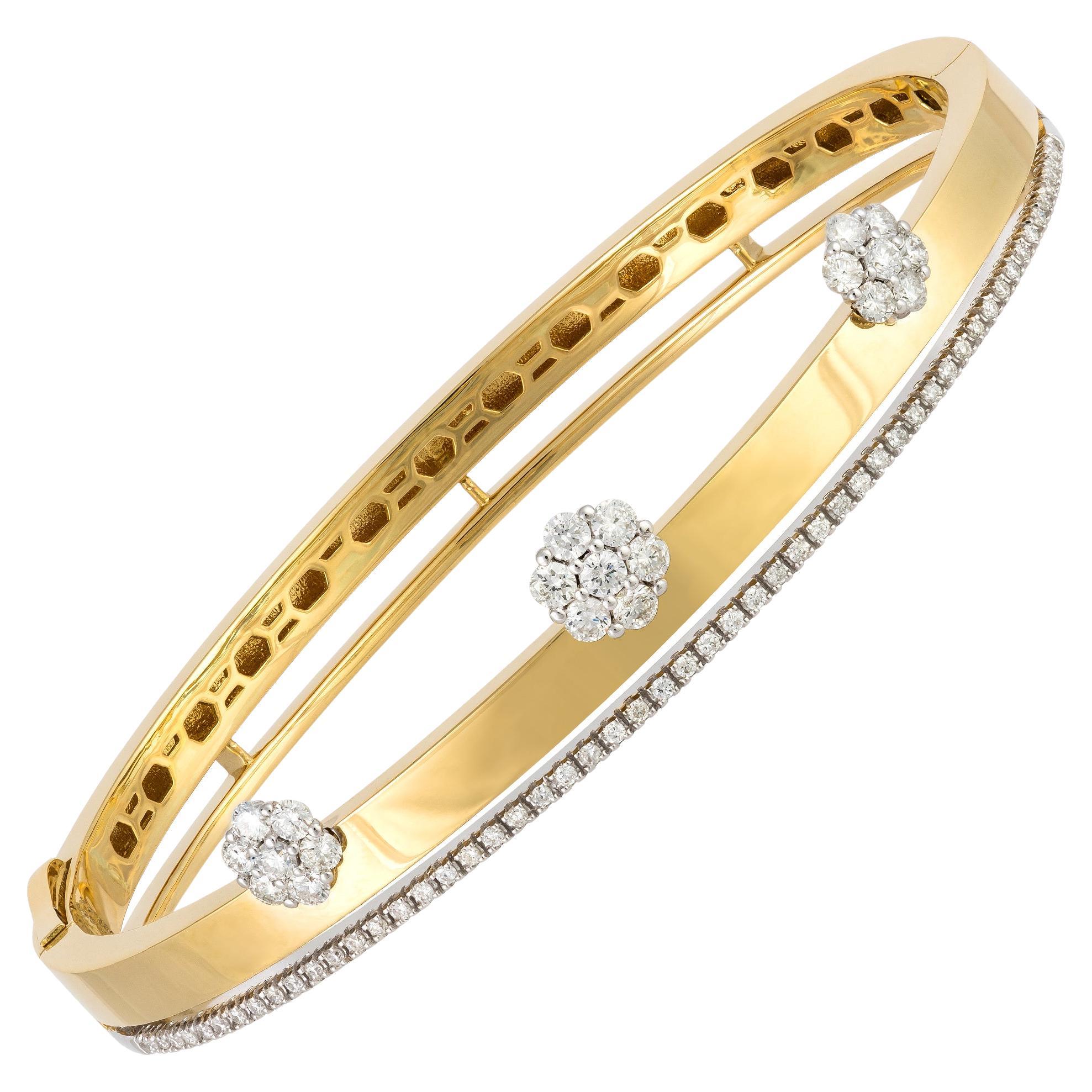 Bracelet Or Jaune Blanc 18K Diamant pour Elle en vente