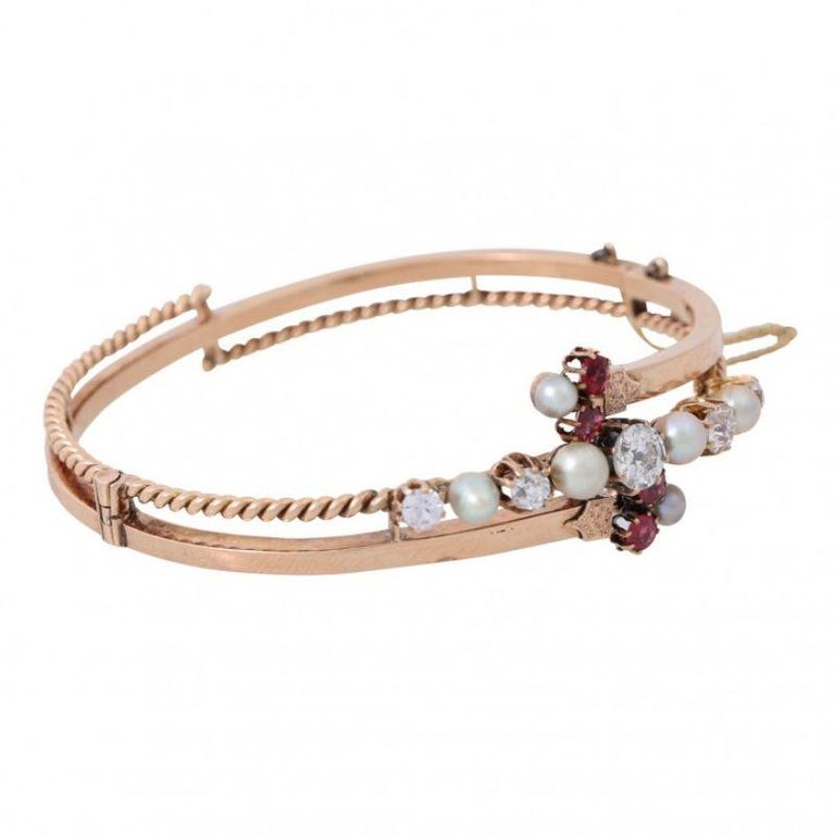 Bangle with 4 Old European Cut Diamonds, Total Approx. 1 Ct For Sale at ...