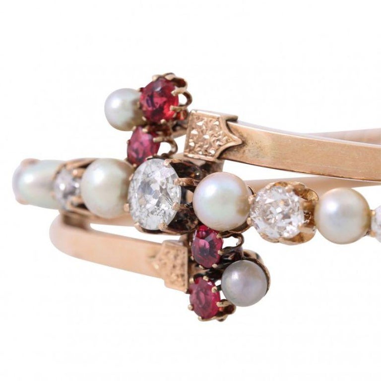 Bangle with 4 Old European Cut Diamonds, Total Approx. 1 Ct For Sale at ...