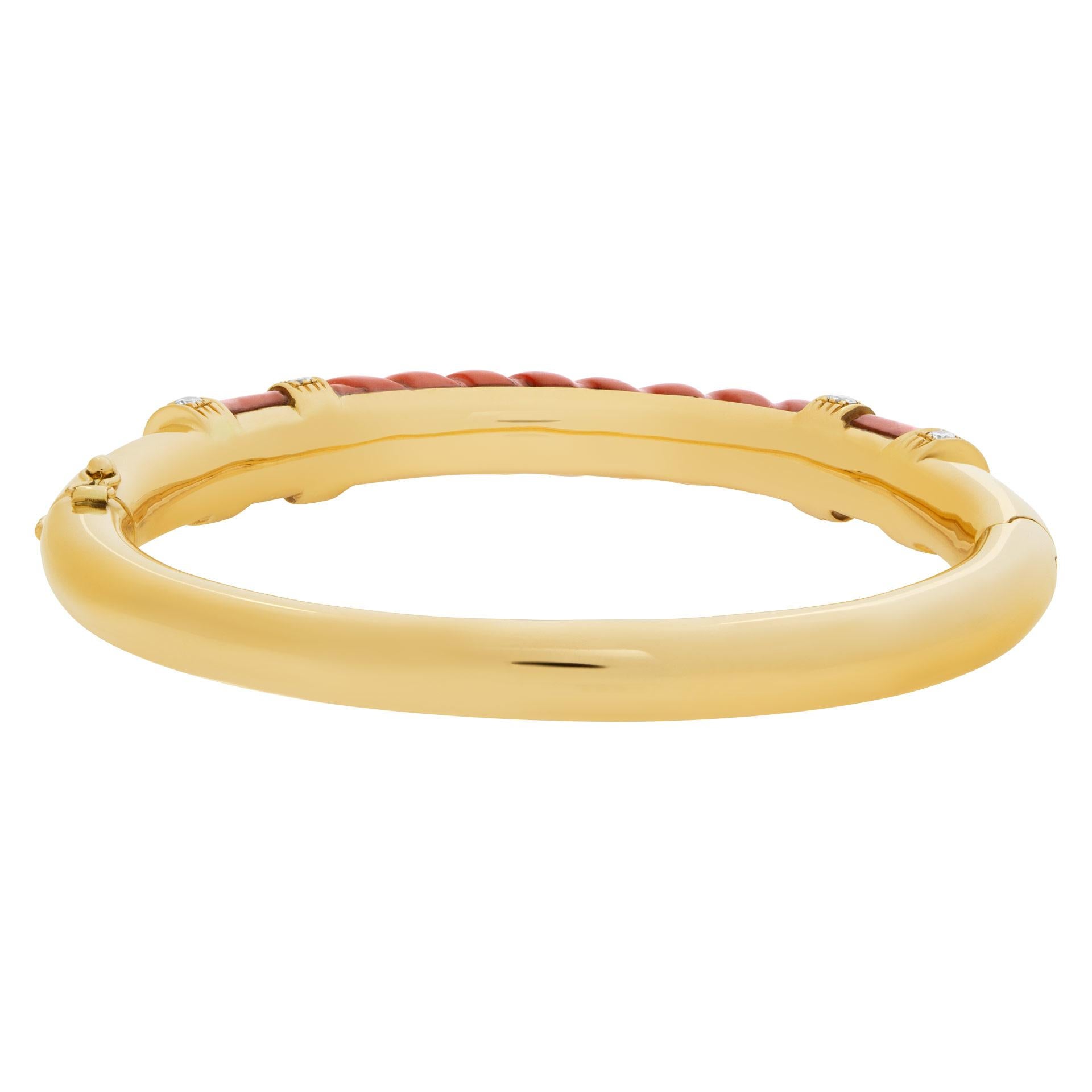 Retro Bangle with Coral and Diamond Accents