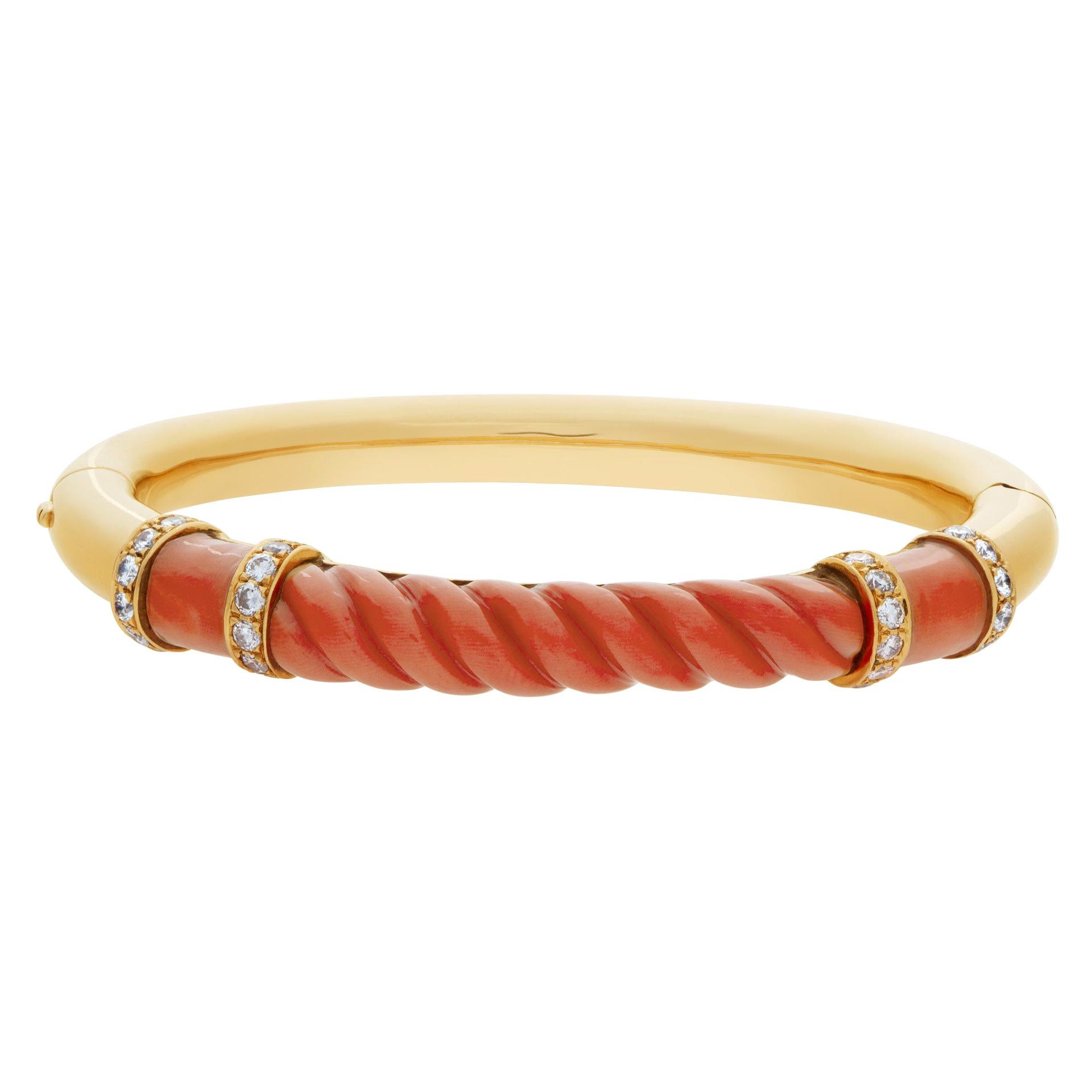 Bangle with Coral and Diamond Accents