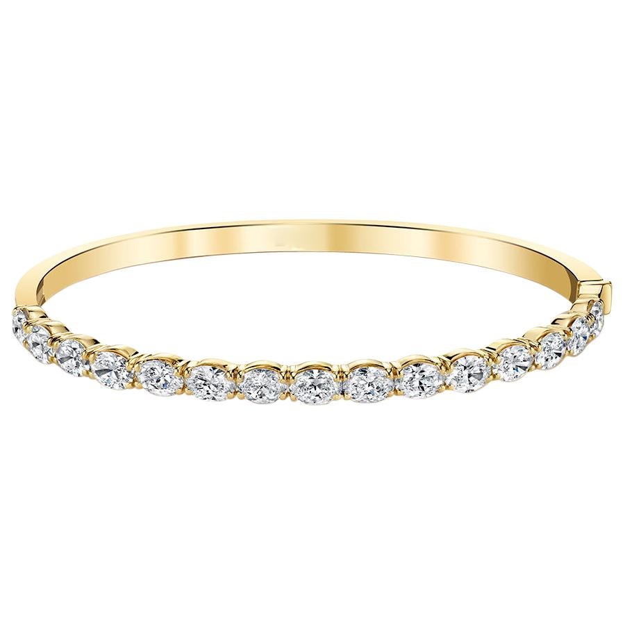 Bangle with East-West Oval Diamond For Sale