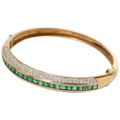 Bangle with Emeralds and Diamonds, 750 Yellow Gold
