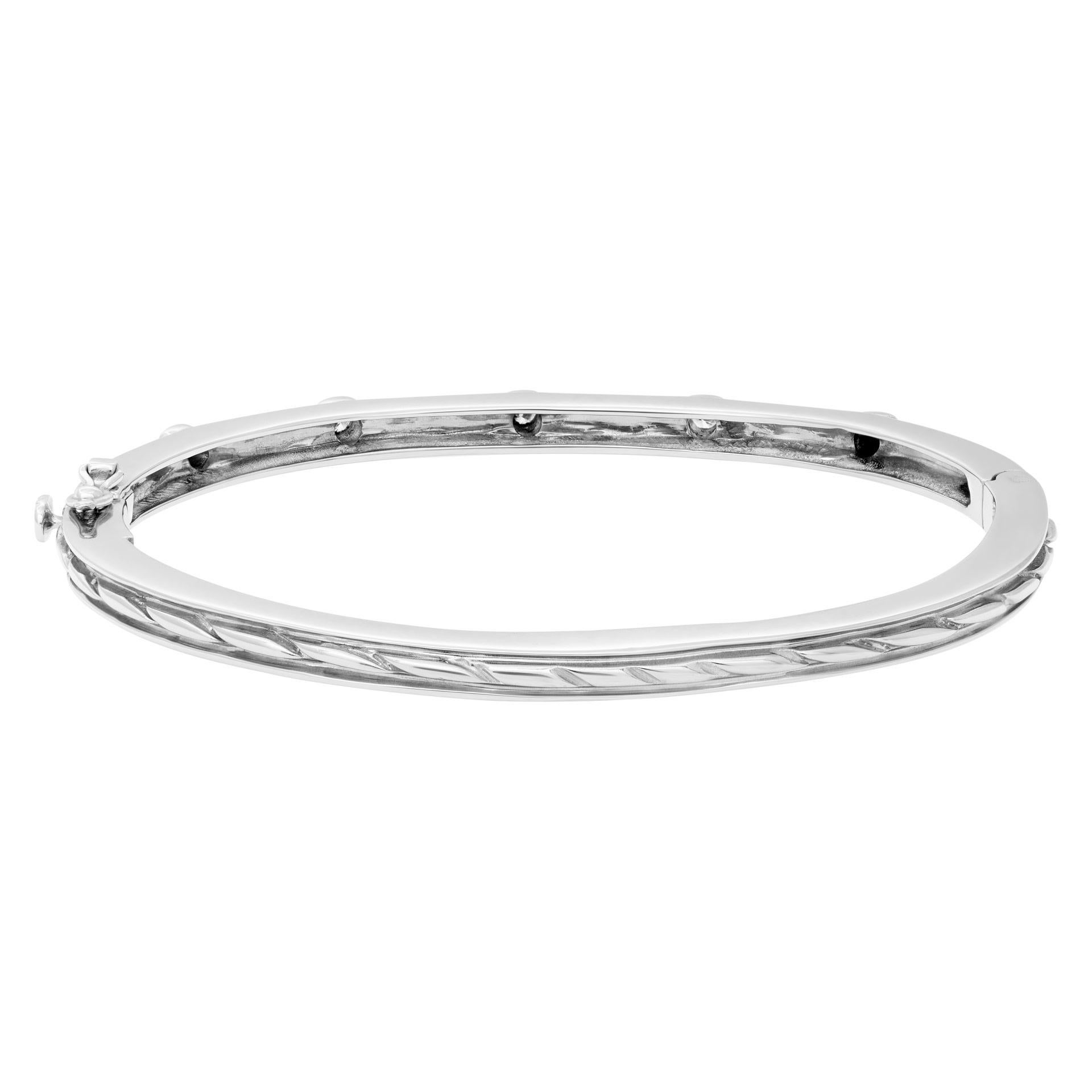 Women's Bangle with Five Diamonds Total 0.50 Carats Set in 14k White Gold For Sale