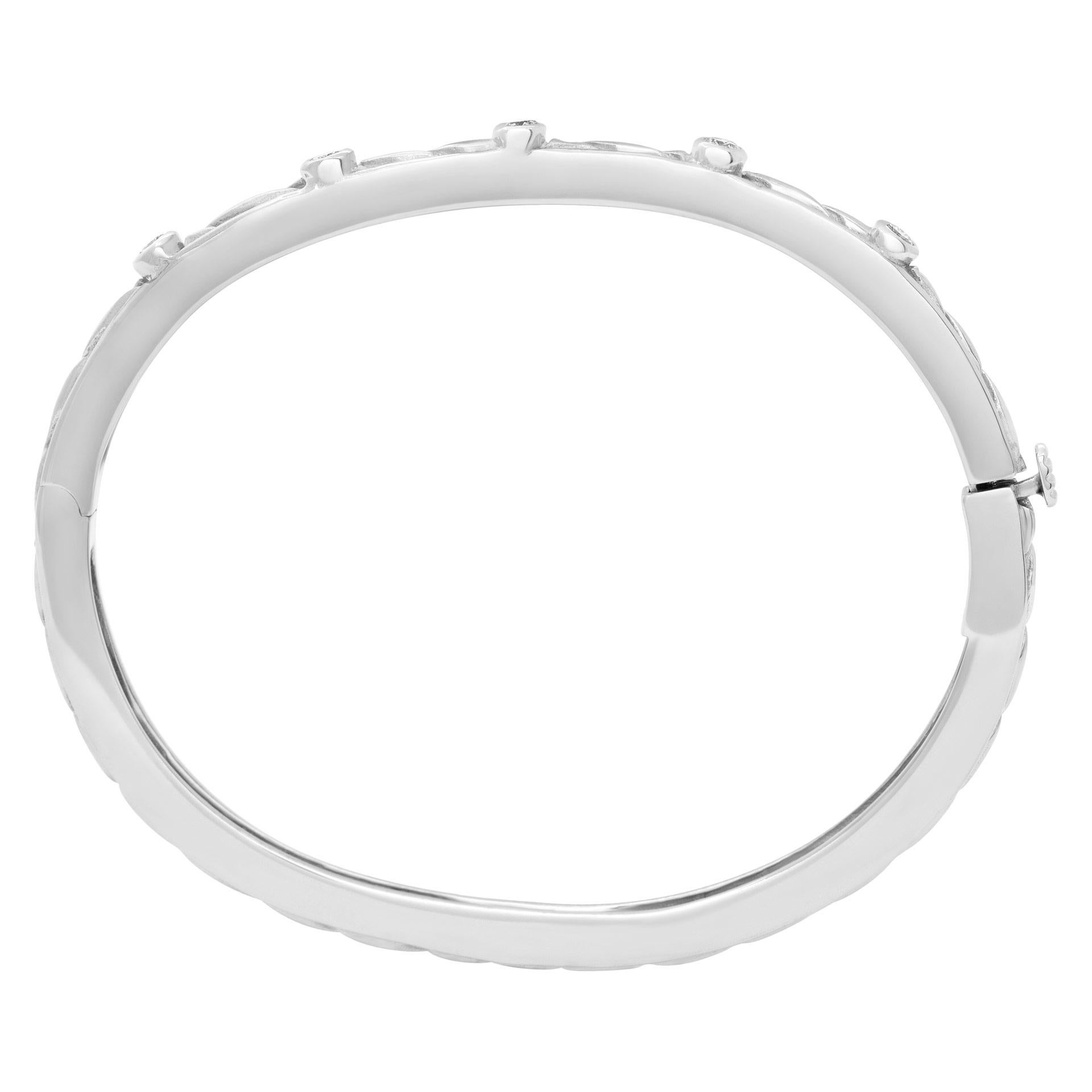 Bangle with Five Diamonds Total 0.50 Carats Set in 14k White Gold For Sale 1