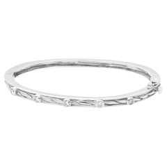 Bangle with Five Diamonds Total 0.50 Carats Set in 14k White Gold