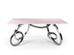 Bangles Desk by Barberini & Gunnell in Pink Onyx & Stainless Steel