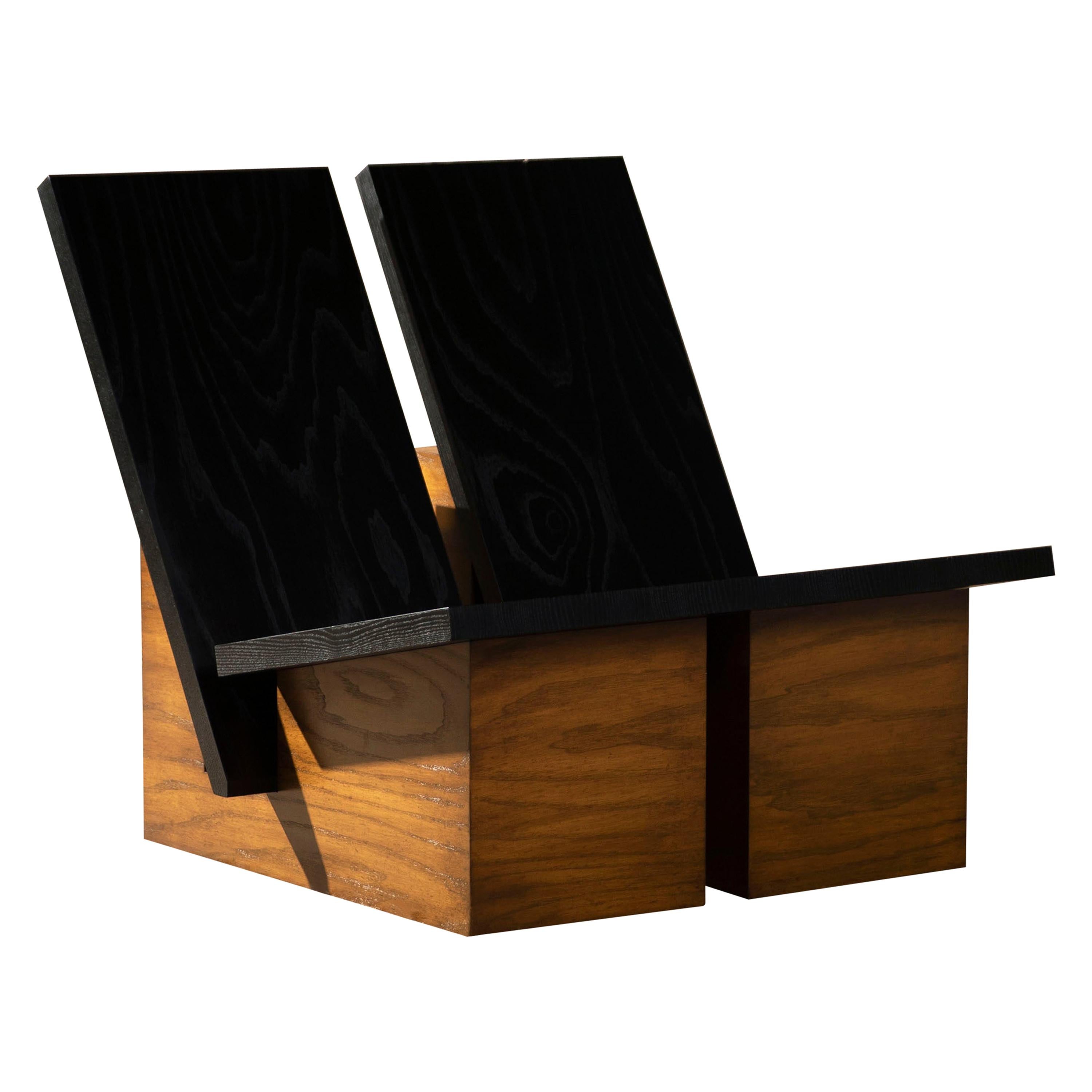 Chaise longue Bangu meuble de rangement contemporain en placage de frêne
