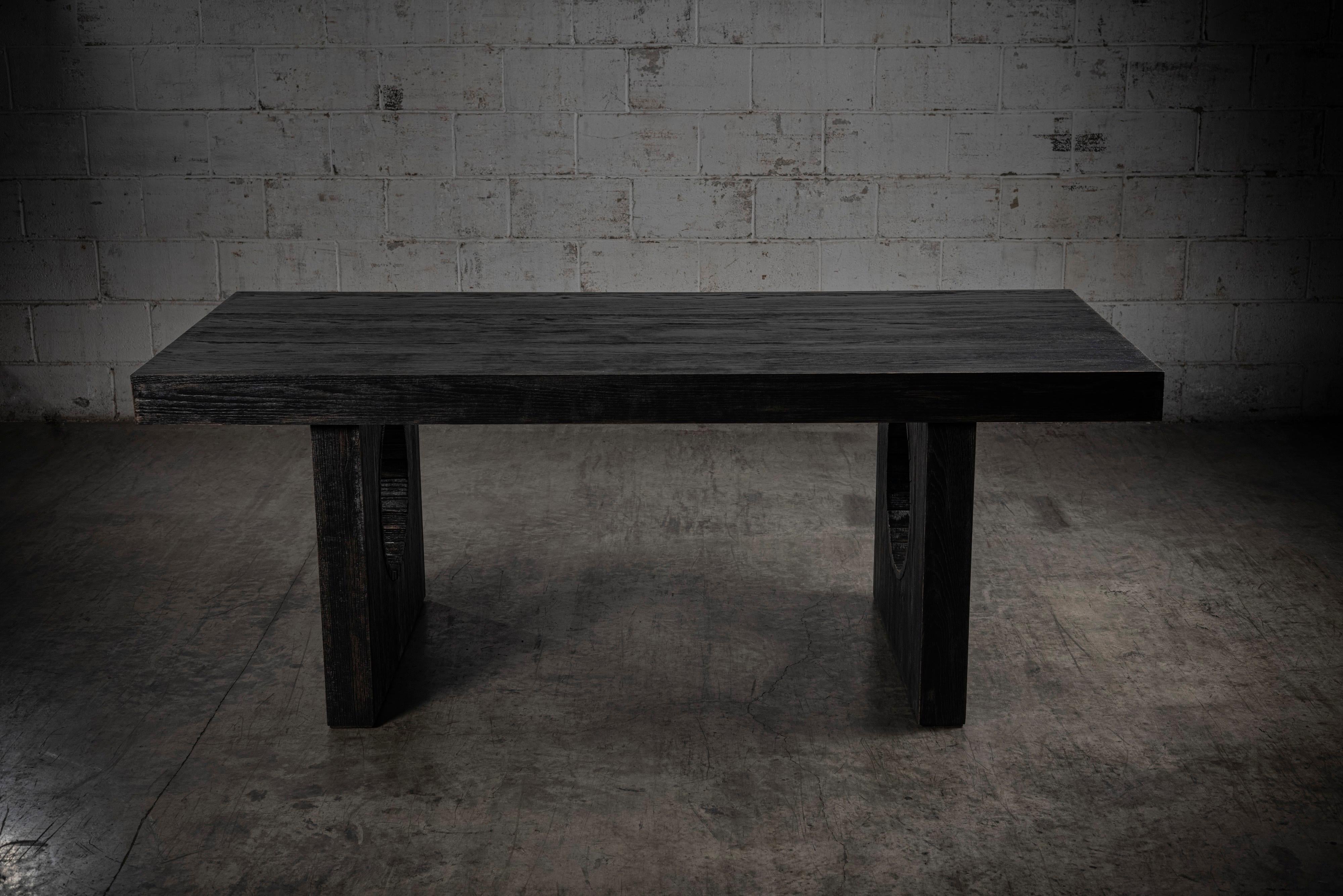 black and oak dining table