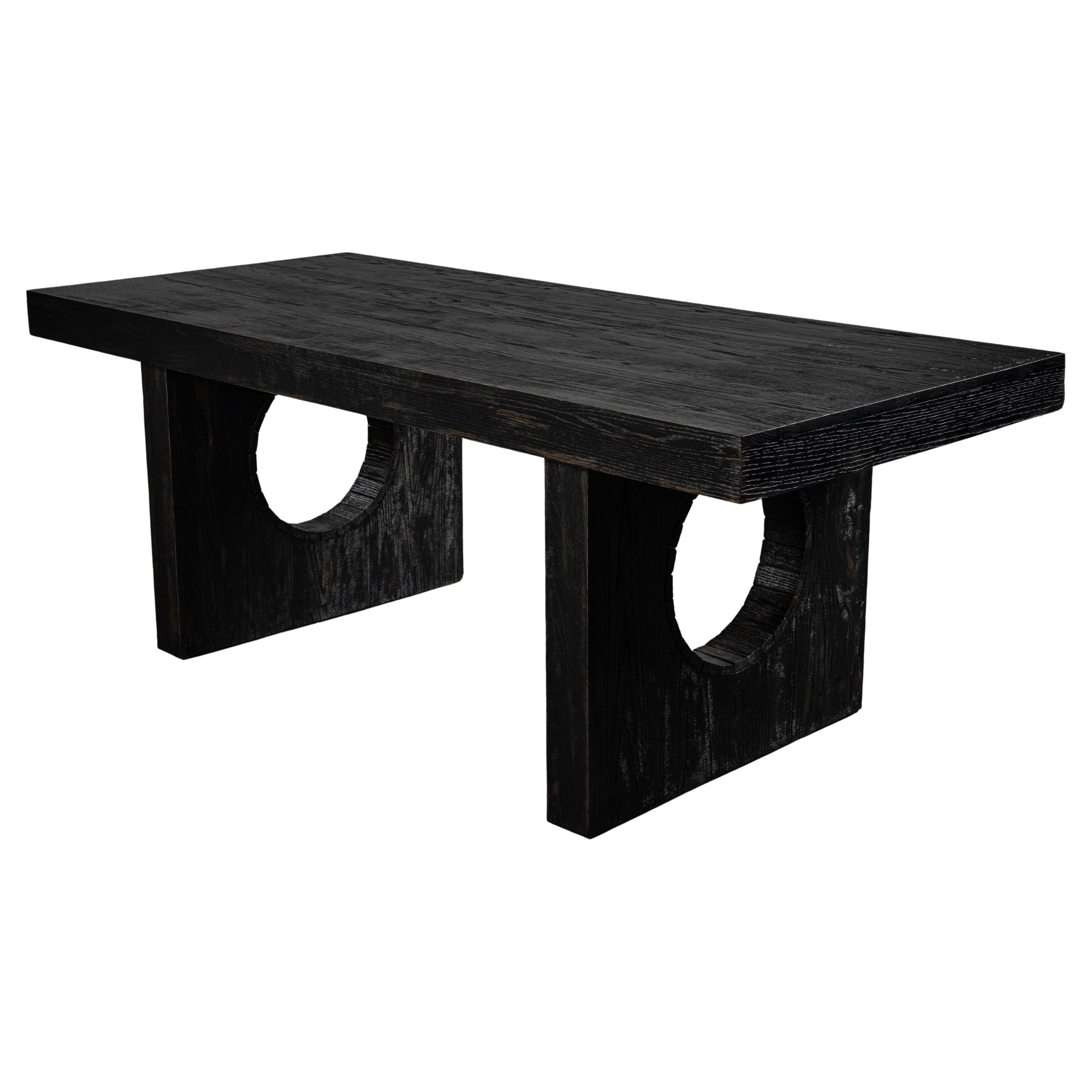Banham Hand-Crafted Brutalist Dining Table in Solid Oak by No Age Studio For Sale