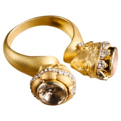 Bani Thani Gold Ring, Polki & Diamond, Contemporary Design by Kahana Jewels