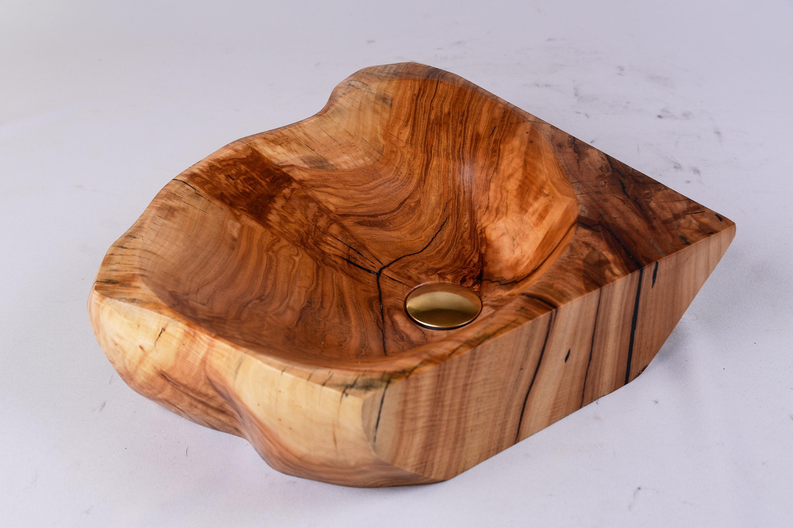 Carved Banik, Solid Wood Bathroom Sink/Basin, Original Contemporary Design, Logniture For Sale