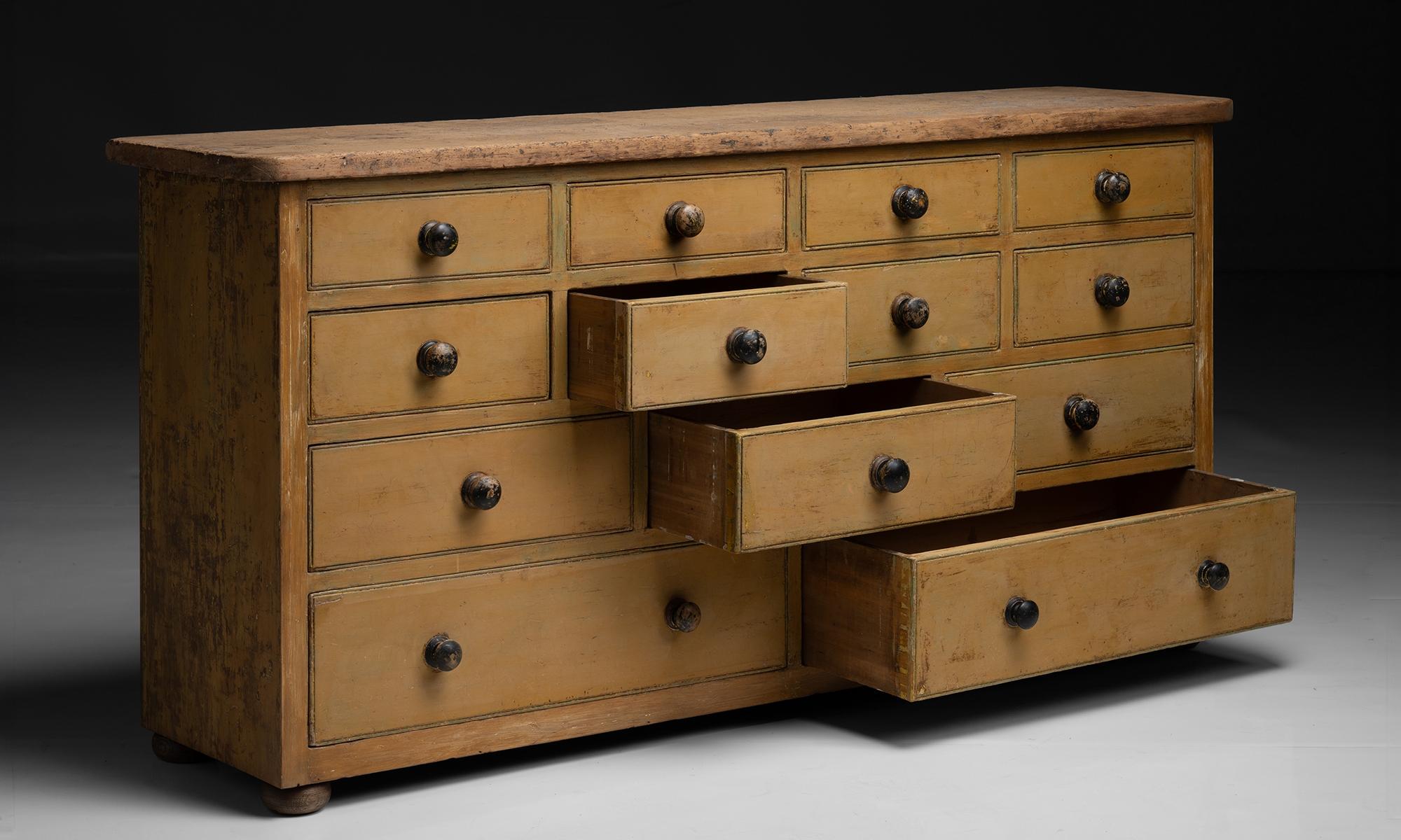 Late 19th Century Bank of Drawers, England circa 1890 For Sale
