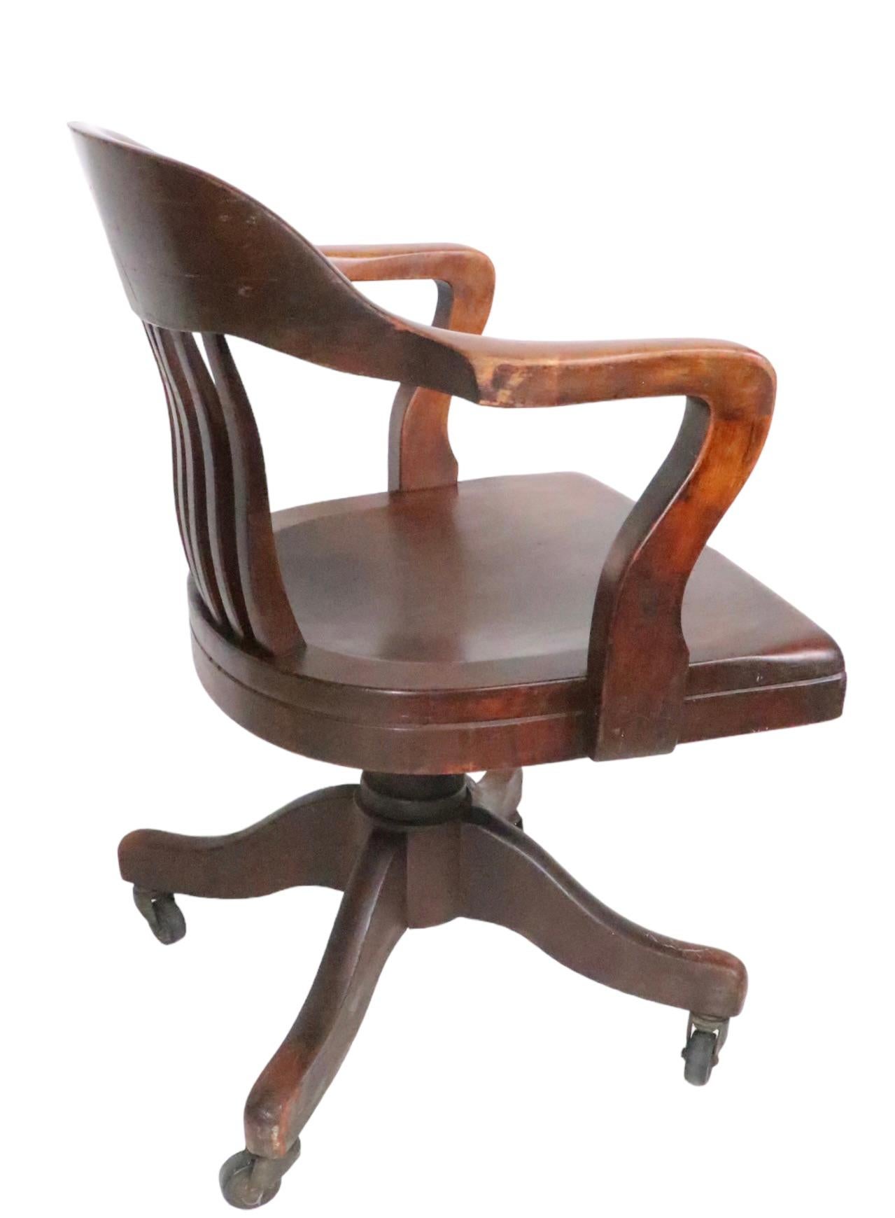 Bank of England Jury Style Swivel Desk Chair by Marble Chair Company c 1920/1930 3