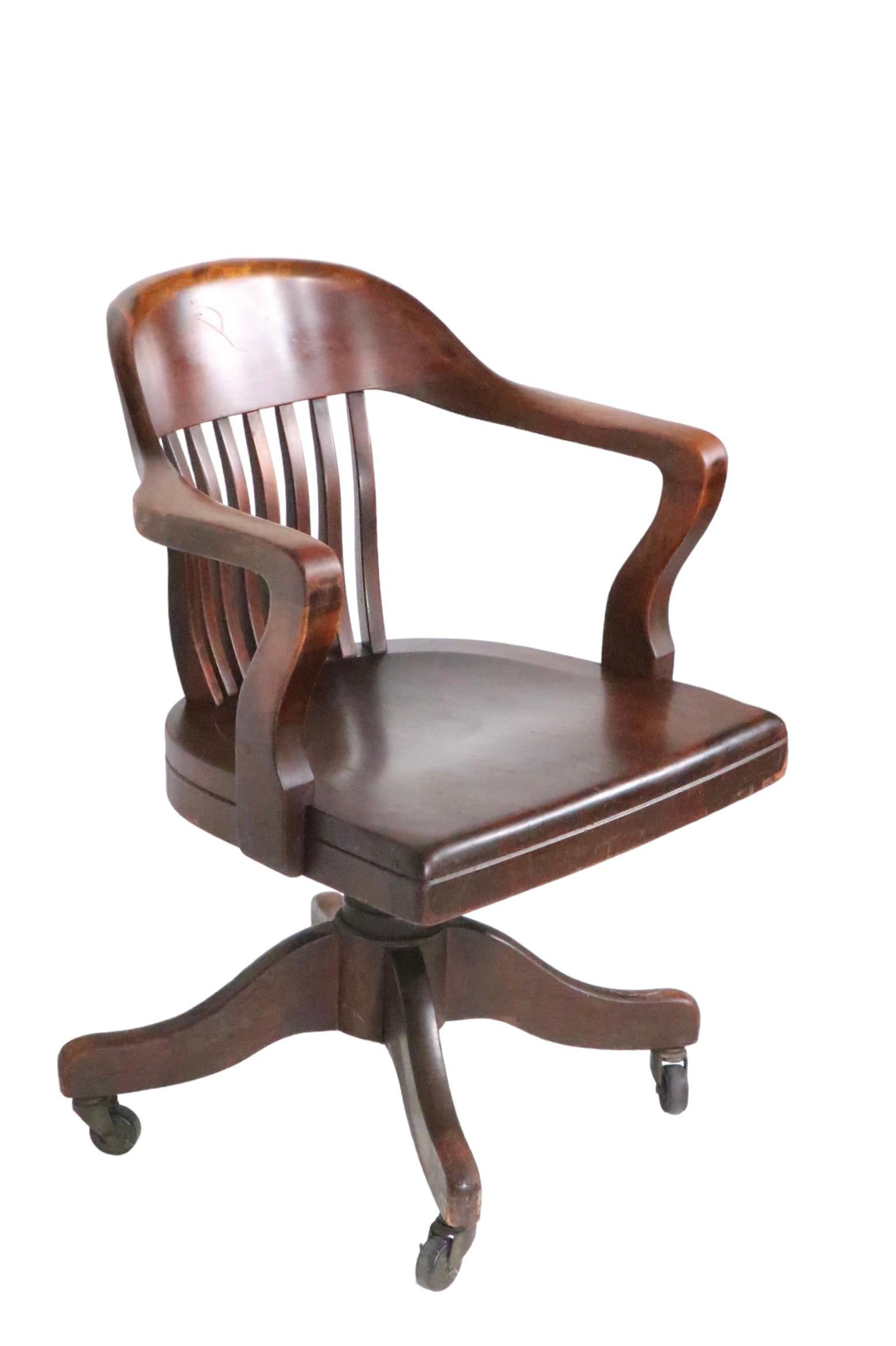 Bank of England Jury Style Swivel Desk Chair by Marble Chair Company c 1920/1930 6