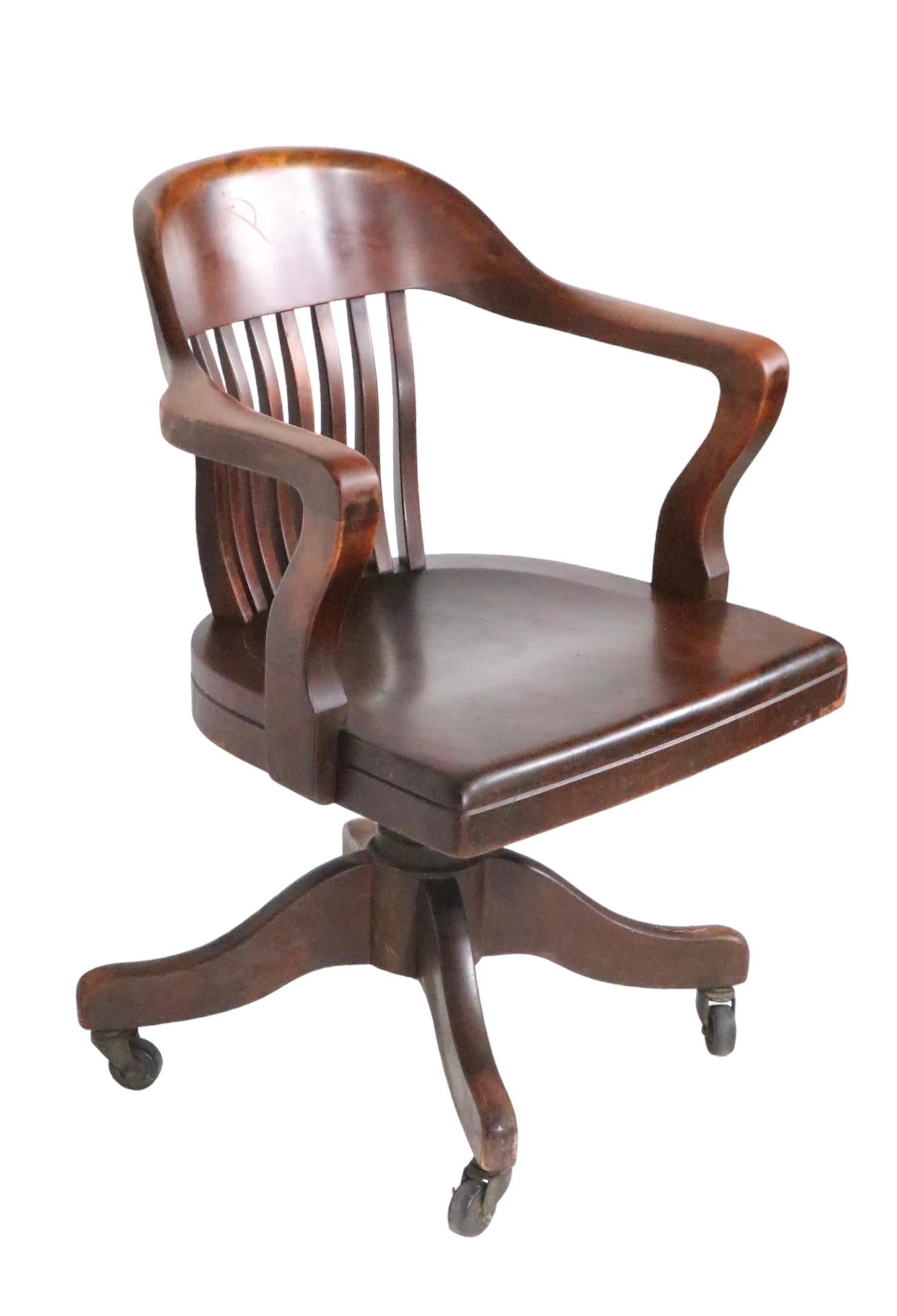 Bank of England Jury Style Swivel Desk Chair by Marble Chair Company c 1920/1930 7