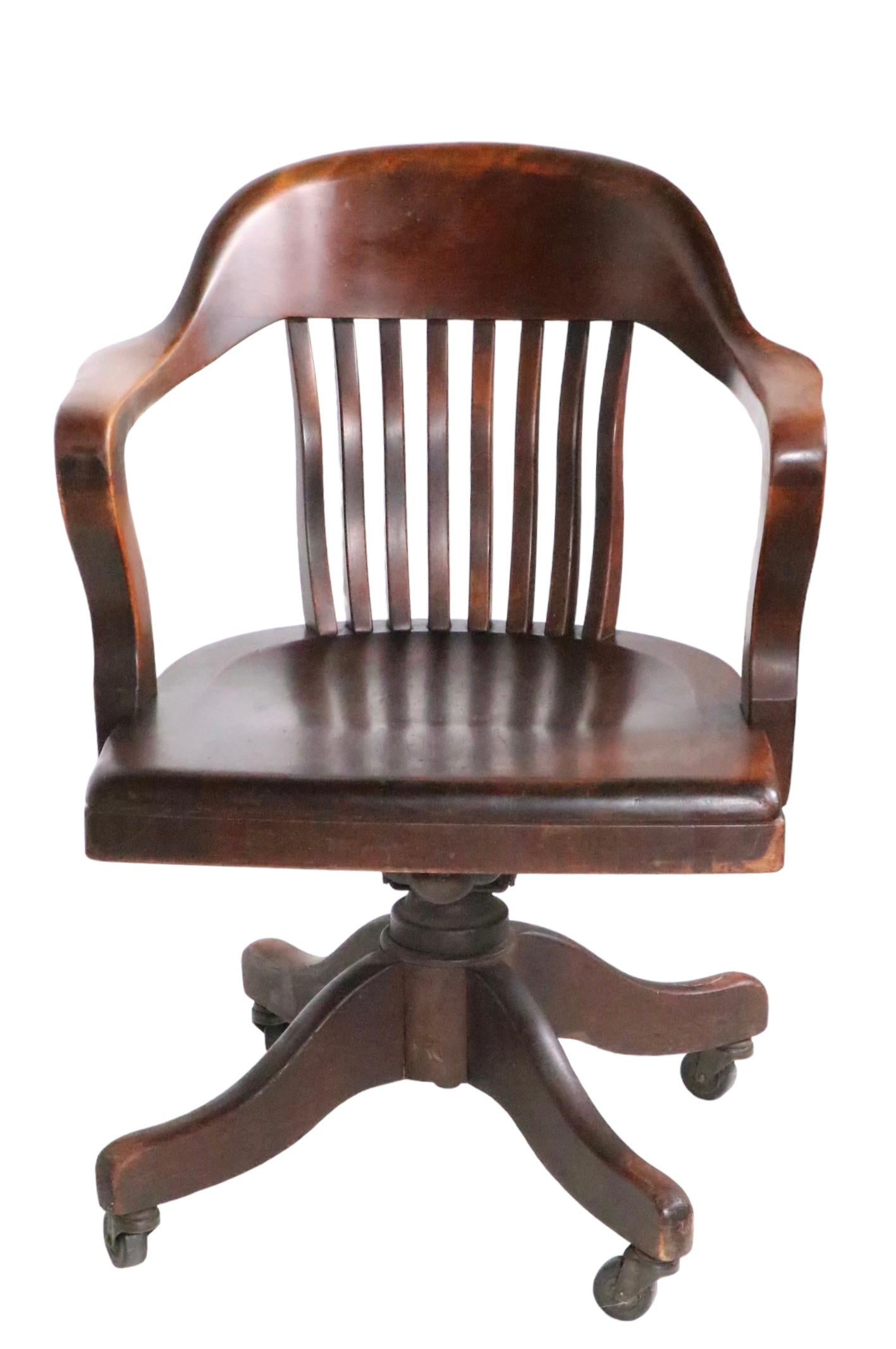 American Bank of England Jury Style Swivel Desk Chair by Marble Chair Company c 1920/1930